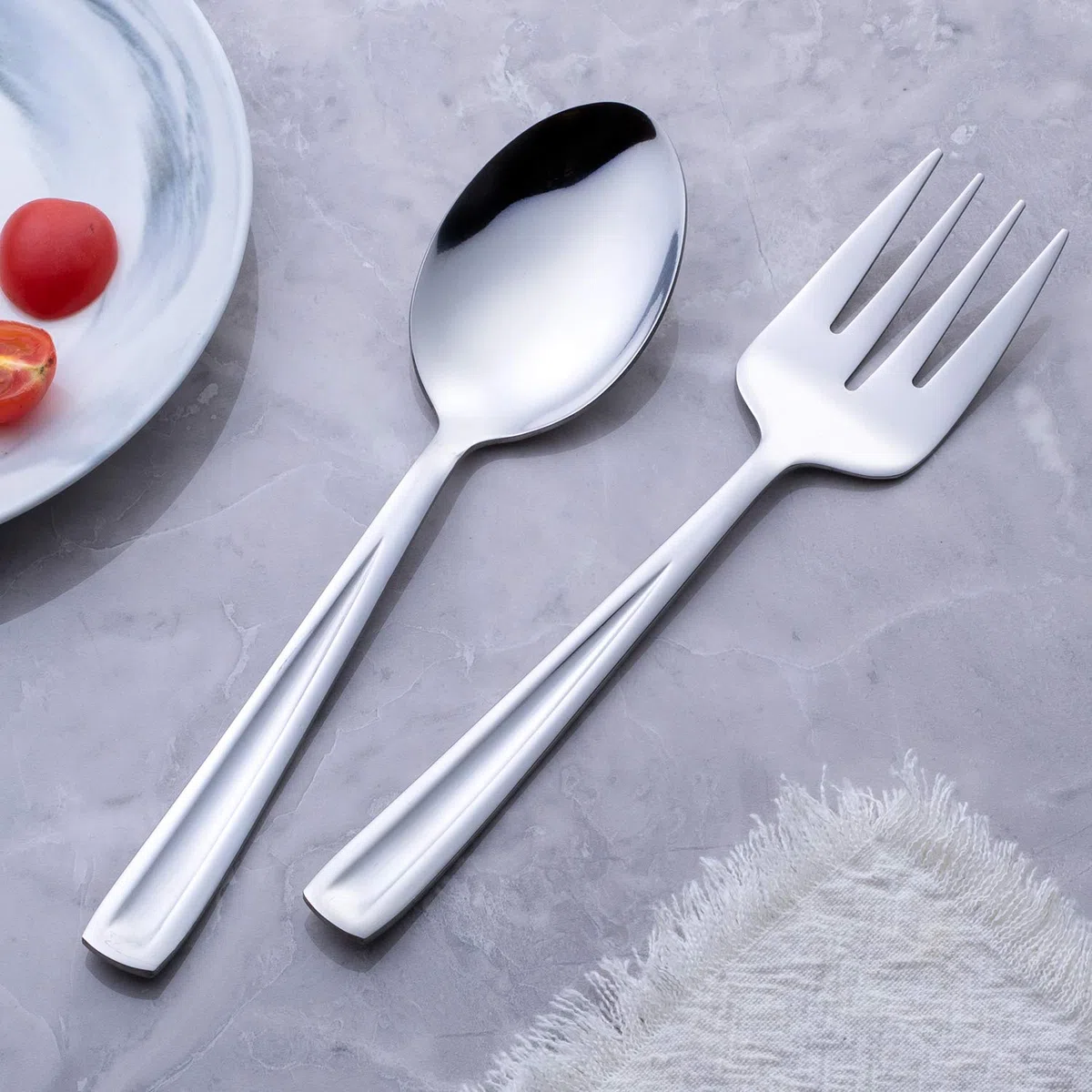 GoGeiLi Set di cucchiai e forchette in acciaio inox, contiene 3 cucchiai grandi e 3 forchette, 24,1 cm Lavabile in lavastoviglie, set per catering