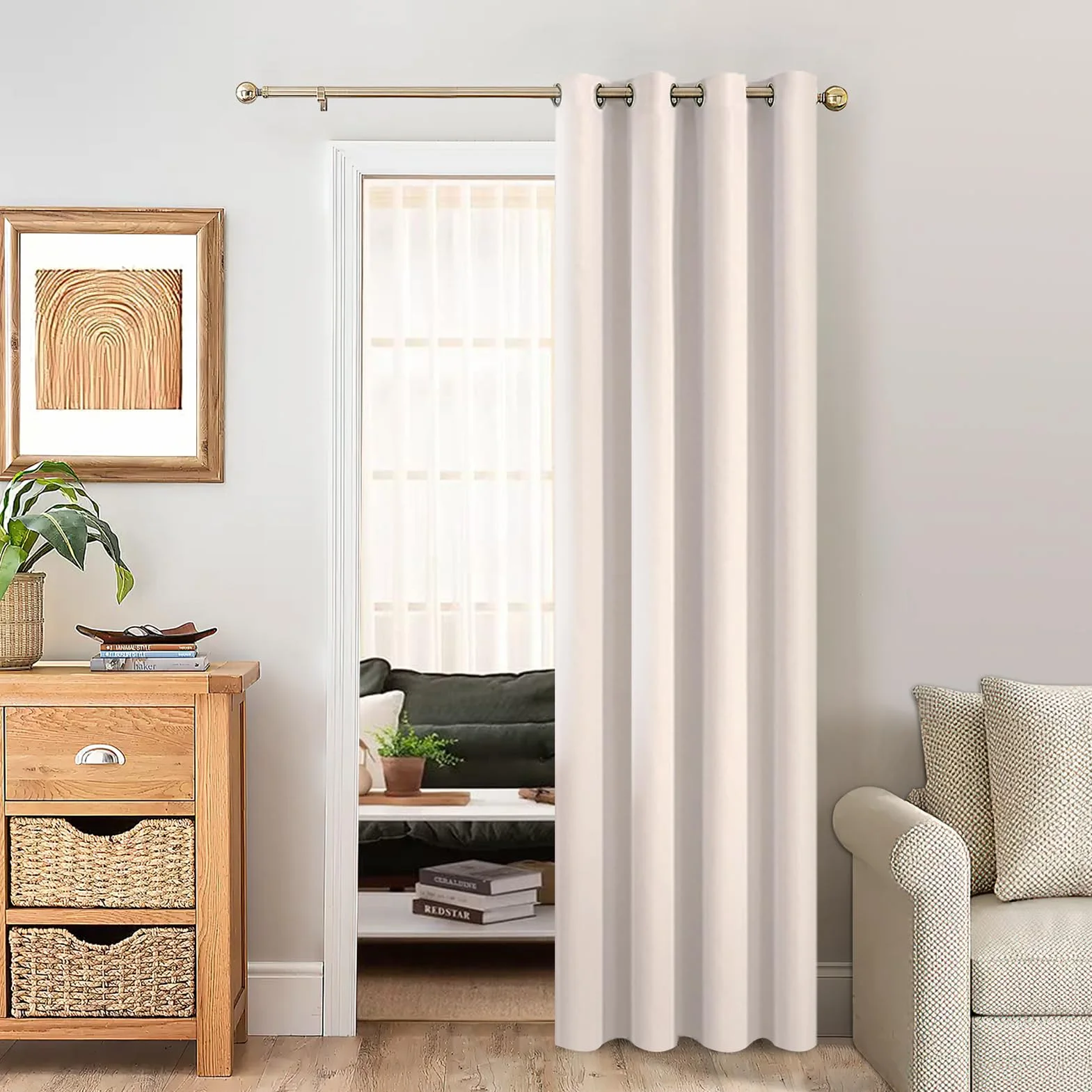 MRTREES Tende Oscuranti per Interni Isolanti Termiche 1 Pezzo 140x240cm Tende Camera de letto Soggiornno Camerette Bambini Finestre Porta Balcone con Occhielli Morderno Beige