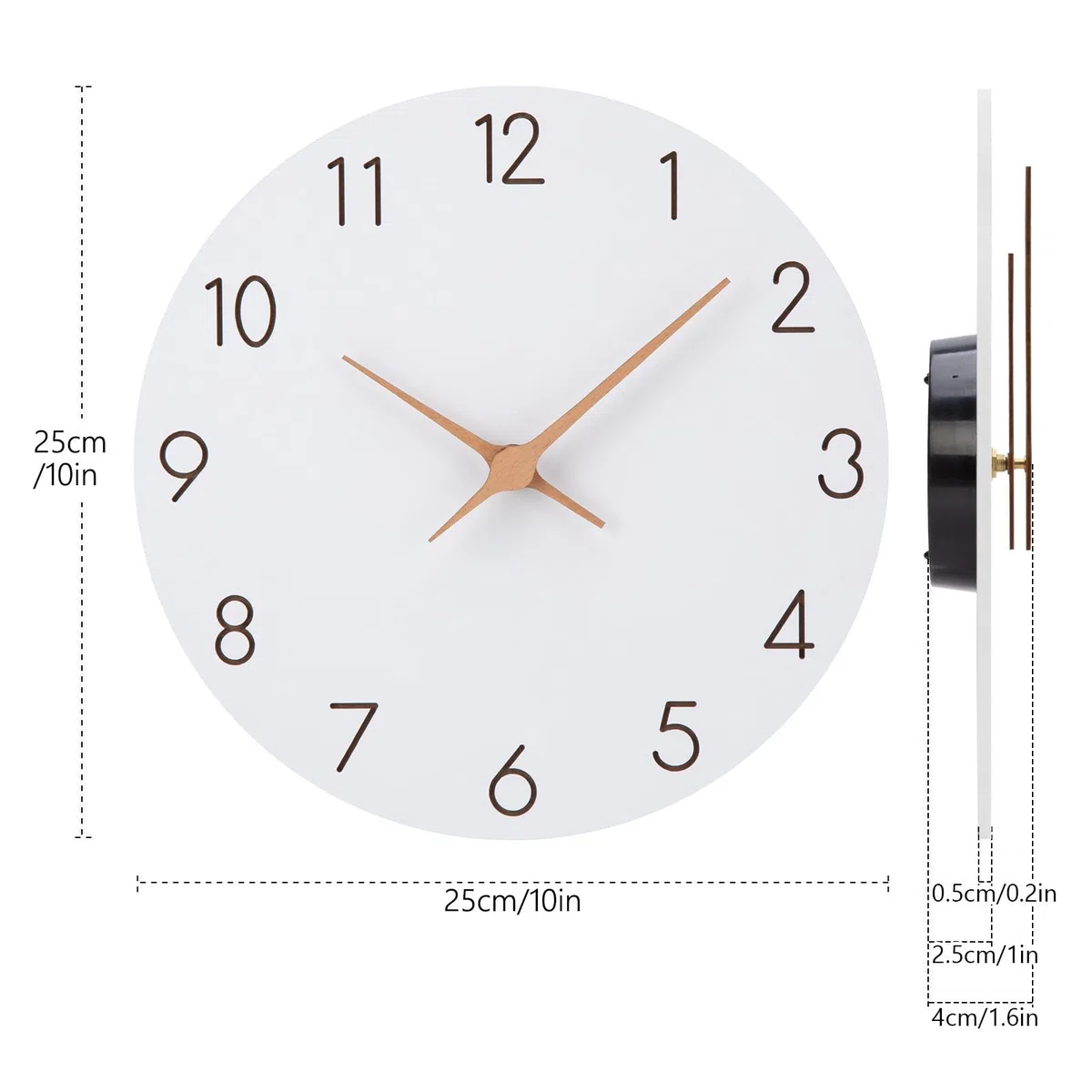 Orologio da parete in legno MDF senza ticchettio, silenzioso, moderno, 30 cm, al quarzo, grande batteria, facile da leggere, per camere, casa, cucina, camera da letto, ufficio, scuola