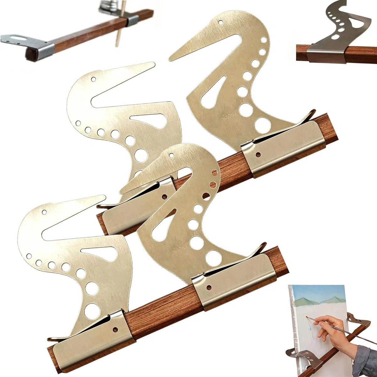 Generico Ponte di Supporto per La Mano Dell'artista – Barra Regolabile di Appoggio per Cavalletto – Supporto da Polso in Metallo con Sistema di Bloccaggio a gravità – Strumento Stabilizzatore(2PCS)