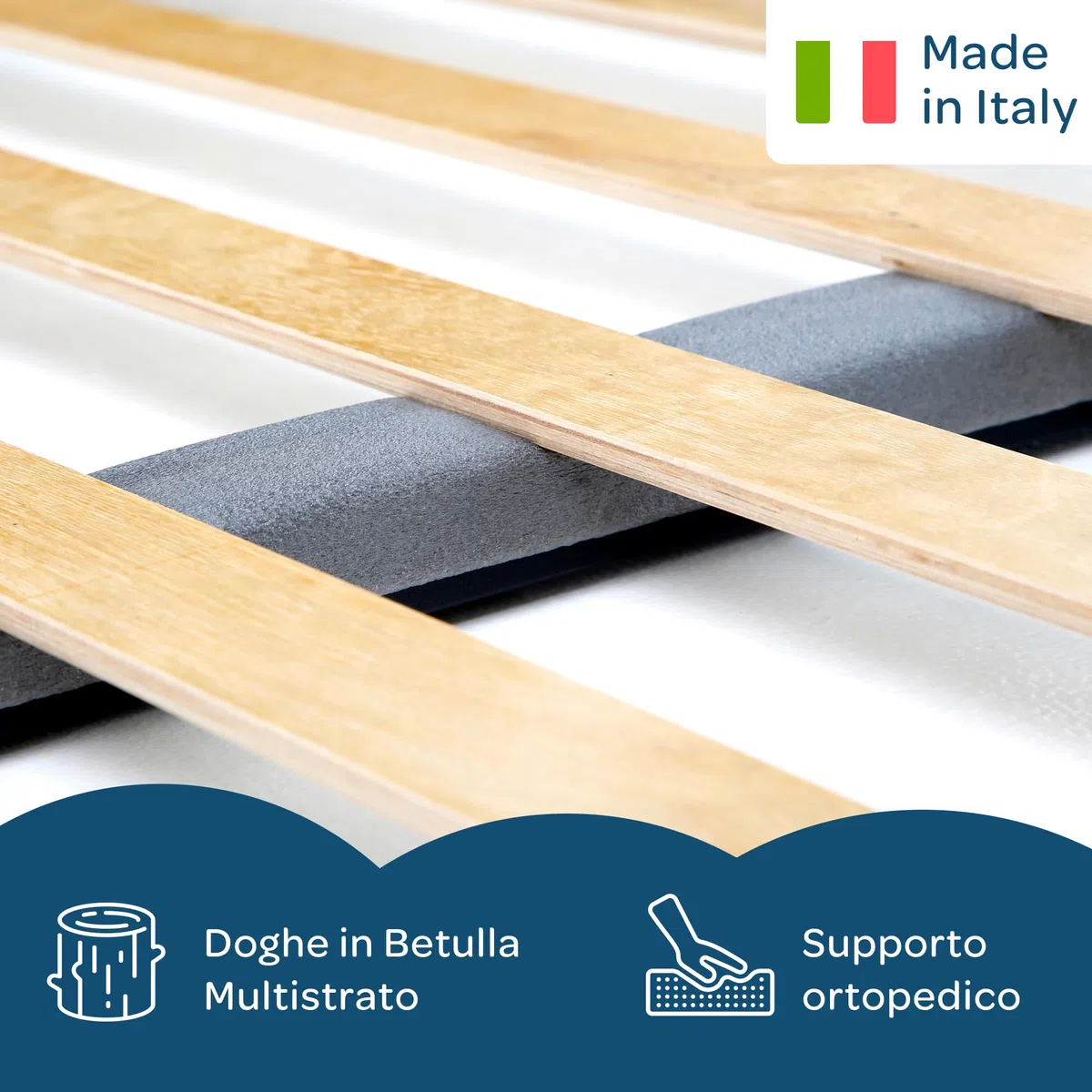 DOLCI SOGNI Rete 120x200 Senza Piedi per Letto una Piazza e Mezza 120x200, Rete Una Piazza e Mezza Rinforzata con Barra Centrale Rete Ortopedica 100% Made In Italy, Struttura Letto 120x201