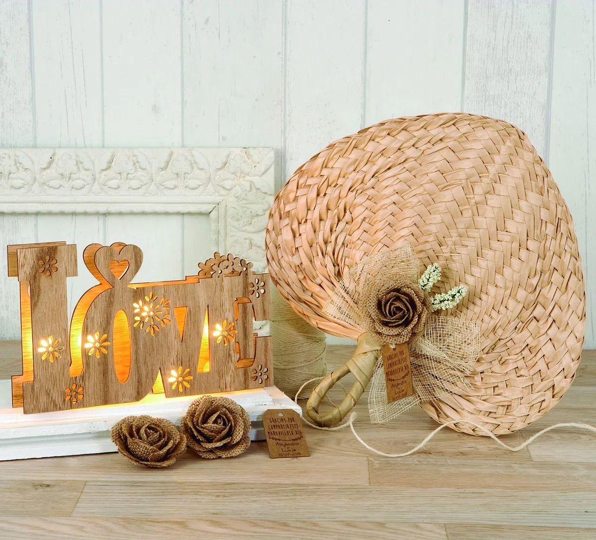 Mopec A571 paipay Pack di ventagli, Foglia di Palma, Naturale, 29x2x30 cm, 5 Pezzi