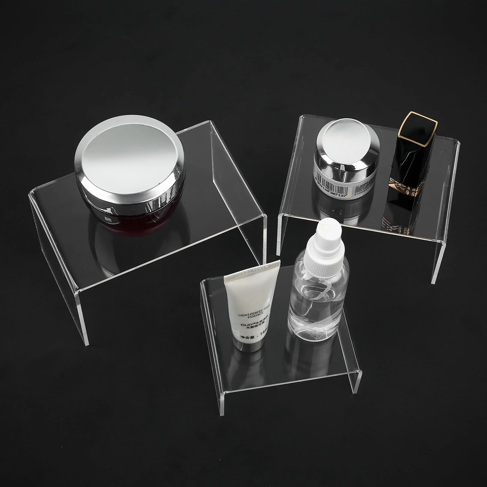9 Pz Alzate di Display in Acrilico, Alzate per Espositori Gioielli, Espositore Vetrina in Trasparente, Scaletta Esposizione per Display, Figure, Buffet, Cupcakee, Modellismo