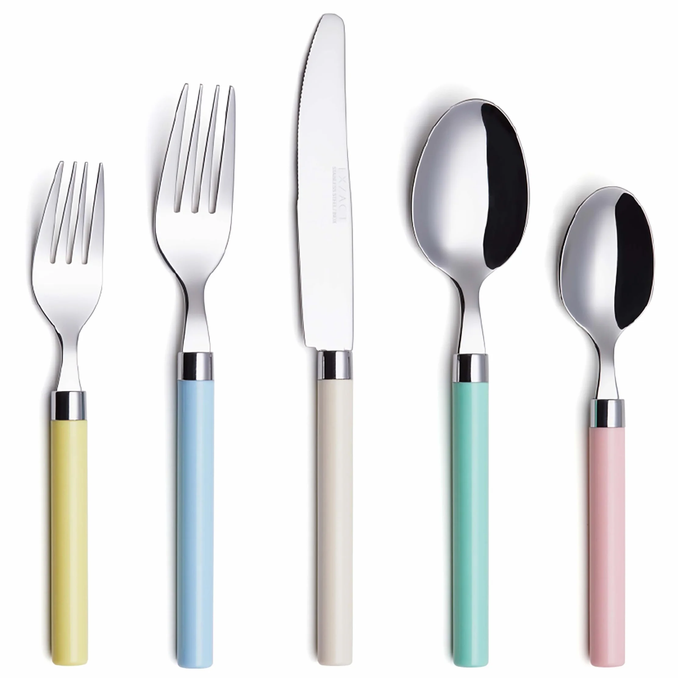 Exzact Set di posate 20 pezzi in acciaio inox, Lavabile in lavastoviglie, colori misti