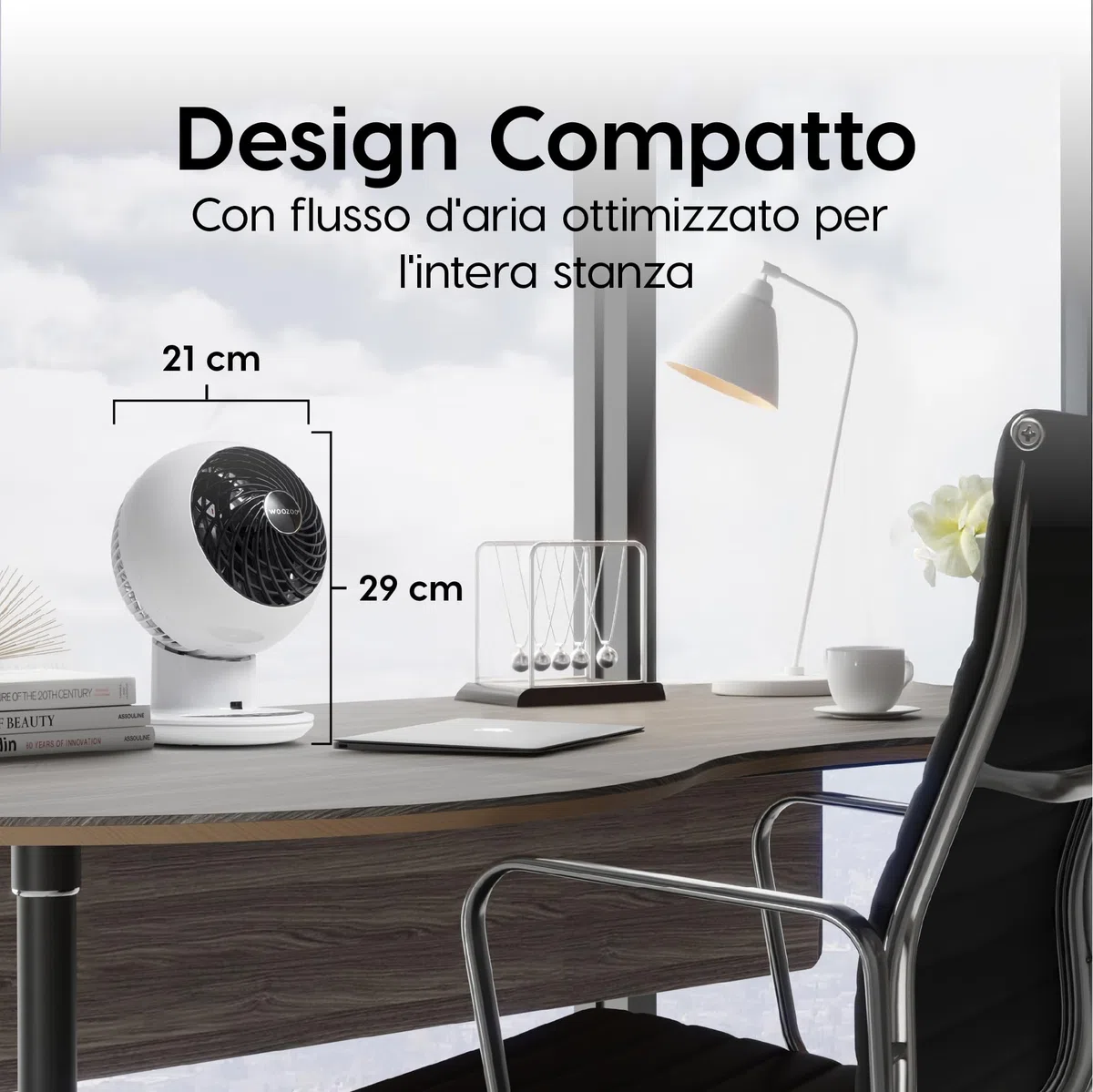 Iris Ohyama Woozoo, 30m², Ventilatore da Tavolo, Ufficio Fan, Bianco, Telecomando, Silenzioso, Oscillazione, Per Camera, Soggiorno, Cucina, Circolatore d'Aria, Raffreddamento, Potente, PCF-SC15T