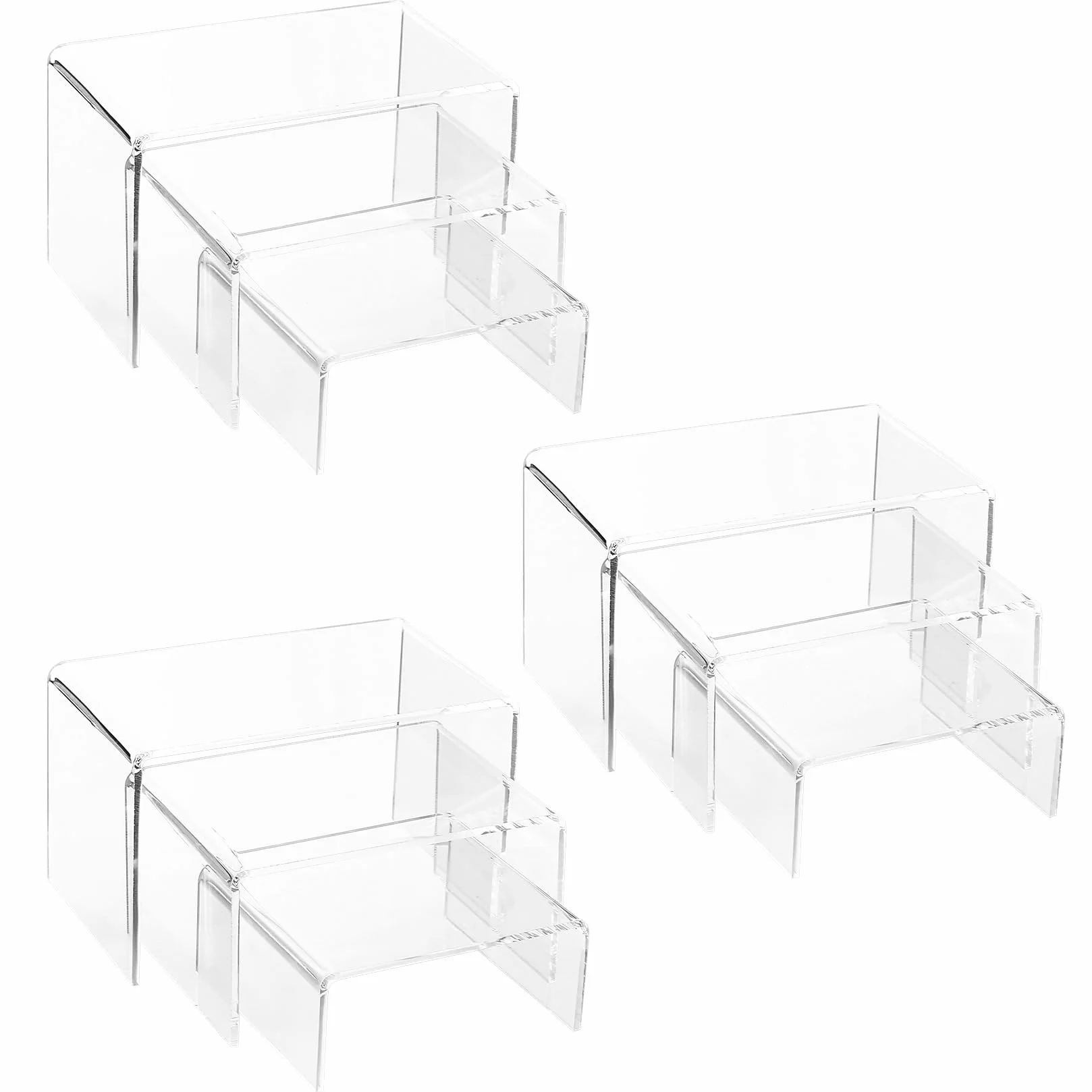 9 Pz Alzate di Display in Acrilico, Alzate per Espositori Gioielli, Espositore Vetrina in Trasparente, Scaletta Esposizione per Display, Figure, Buffet, Cupcakee, Modellismo