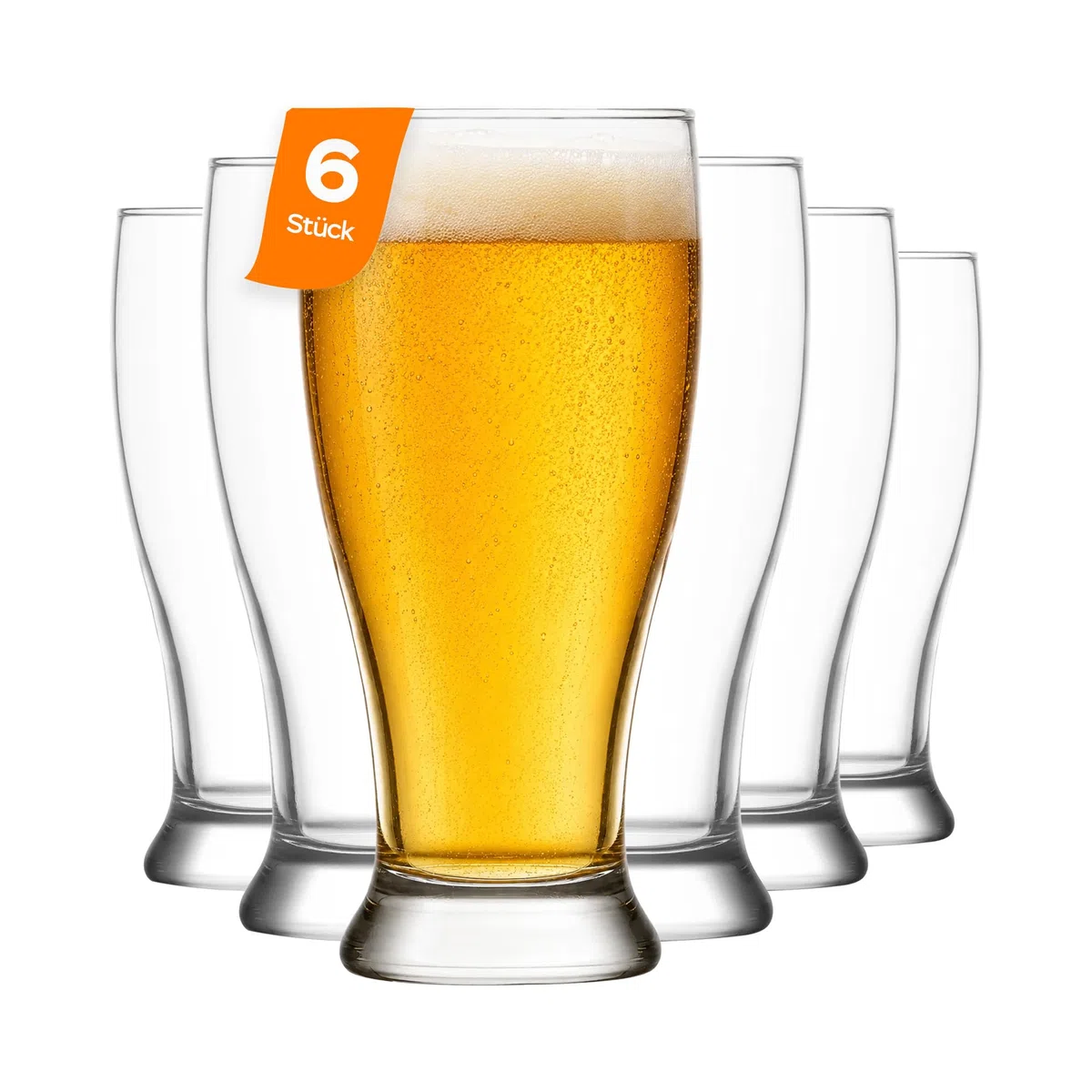 NORDIC SCHILLER Bicchieri Birra Vetro Pinta, Set 6, 570 ml, 100% SENZA PIOMBO Bicchieri Lager, Pilsner, Bicchiere per Longdrink, Beer Glasses