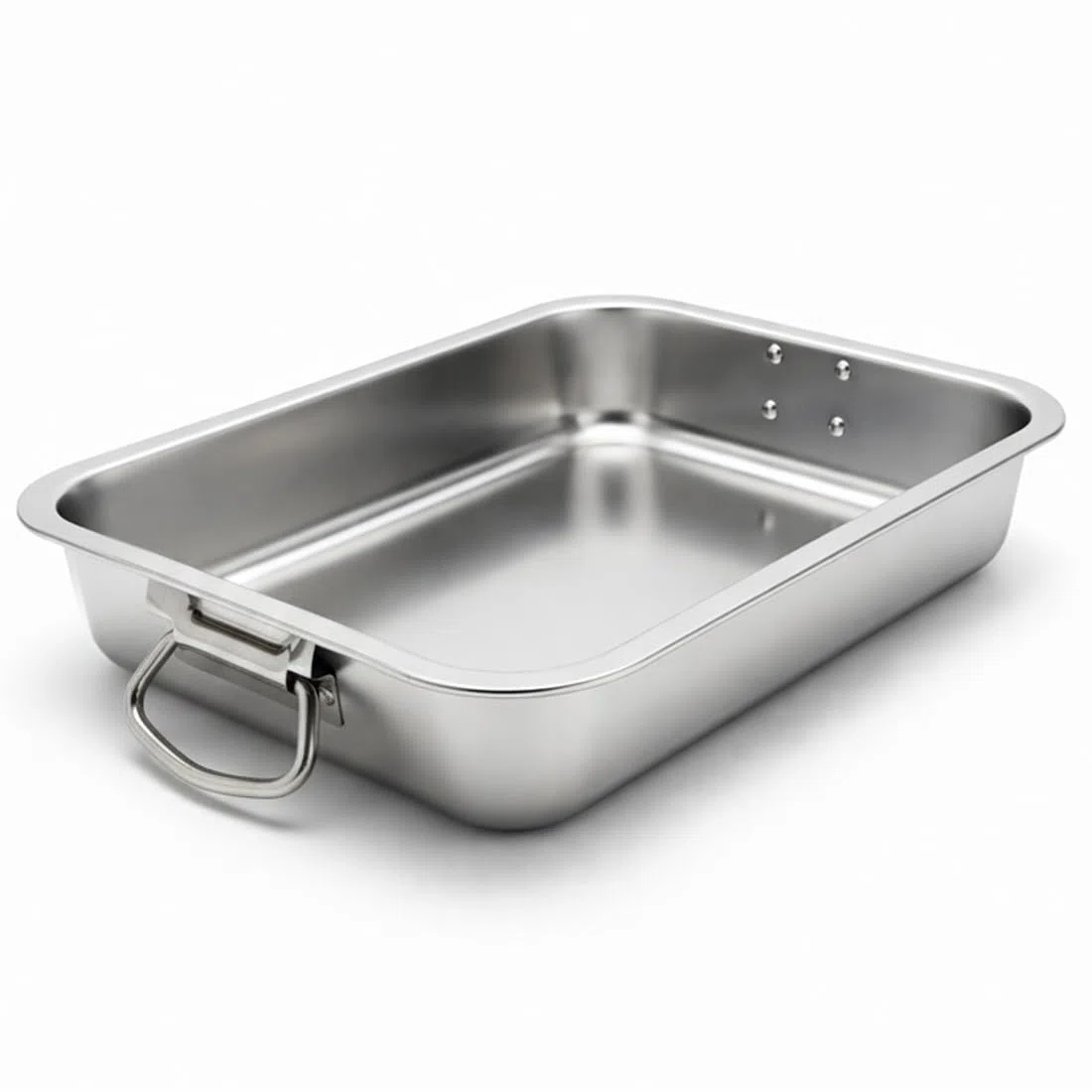 Teglie da Forno in Acciaio Inox - Teglia Rettangolare in Acciaio inossidabile - Lasagnera per Forno - Teglia Lasagna - Stampo da Forno Rettangolare - Maniglie Pieghevoli - 40 cm