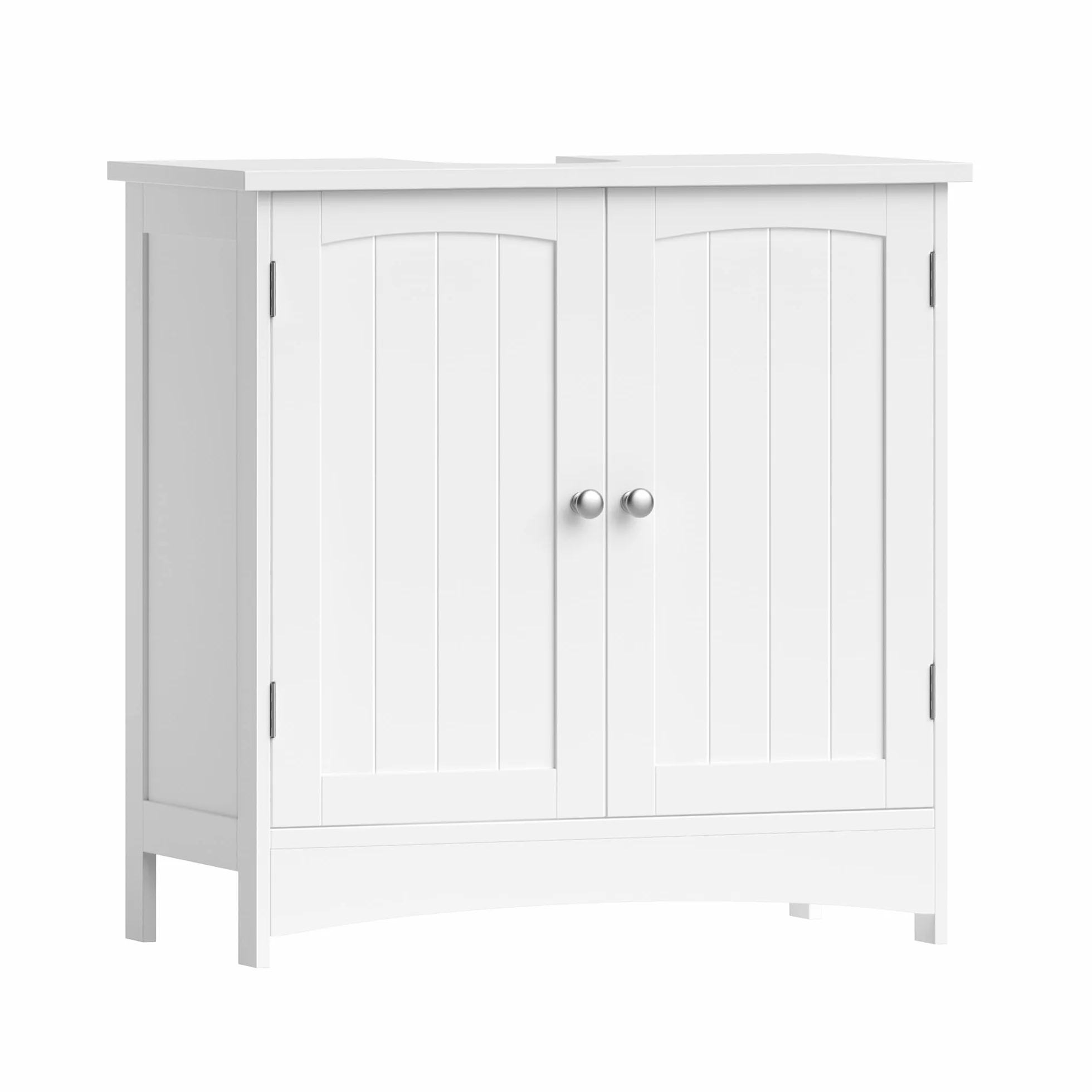 VASAGLE Mobiletto Sottolavandino Armadietto Sottolavabo Scaffale per Il Bagno con 2 Ante 2 Scompartimenti Ripiani Regolabili a Prova di umidità 60 x 30 x 60 cm Bianco BBC01WT