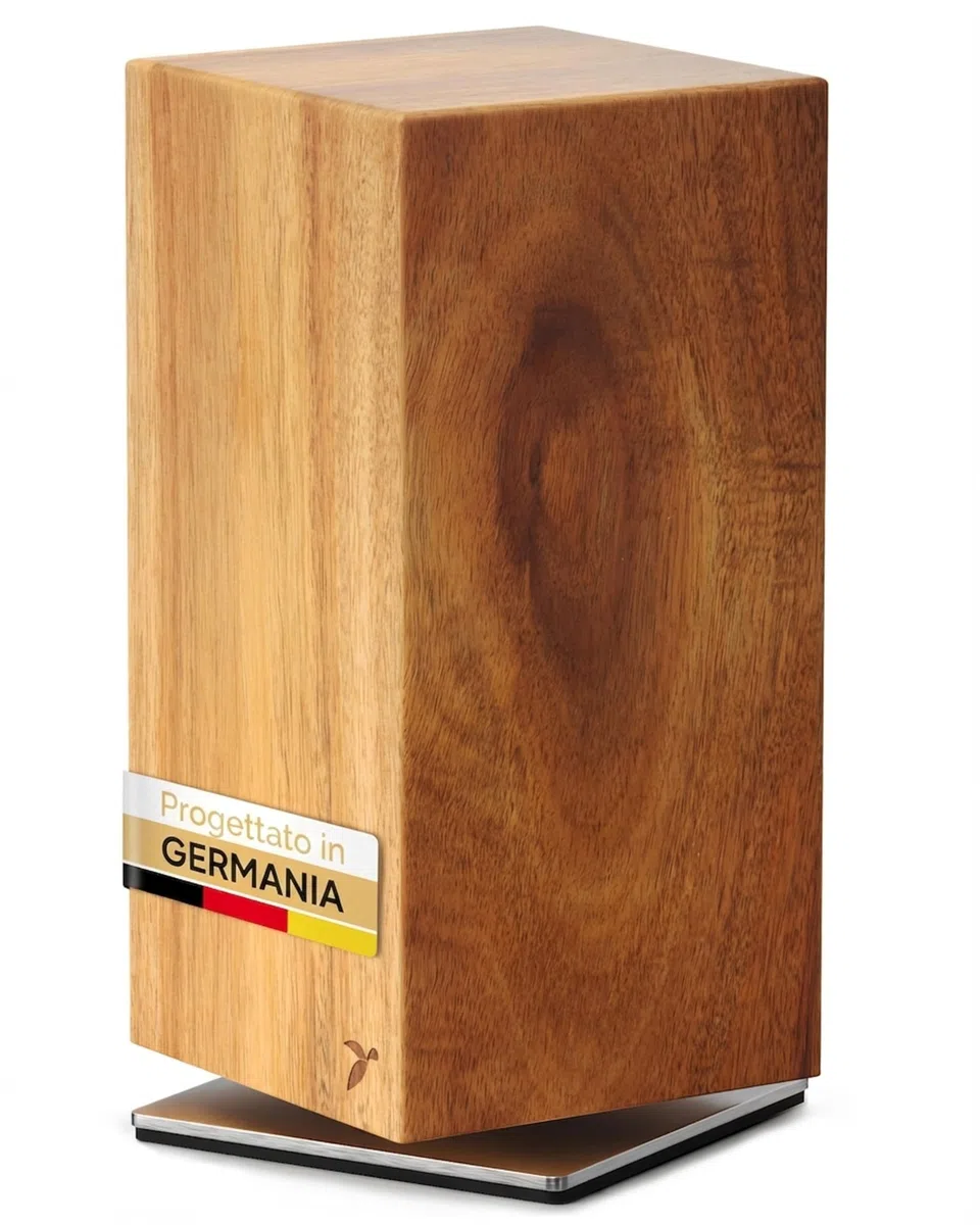 Blocco portacoltelli girevole a 360 gradi, magnetico, senza coltello, in legno di acacacia, universale, non equipaggiato, in legno di acacia, blocco magnetico rotante | Mahona