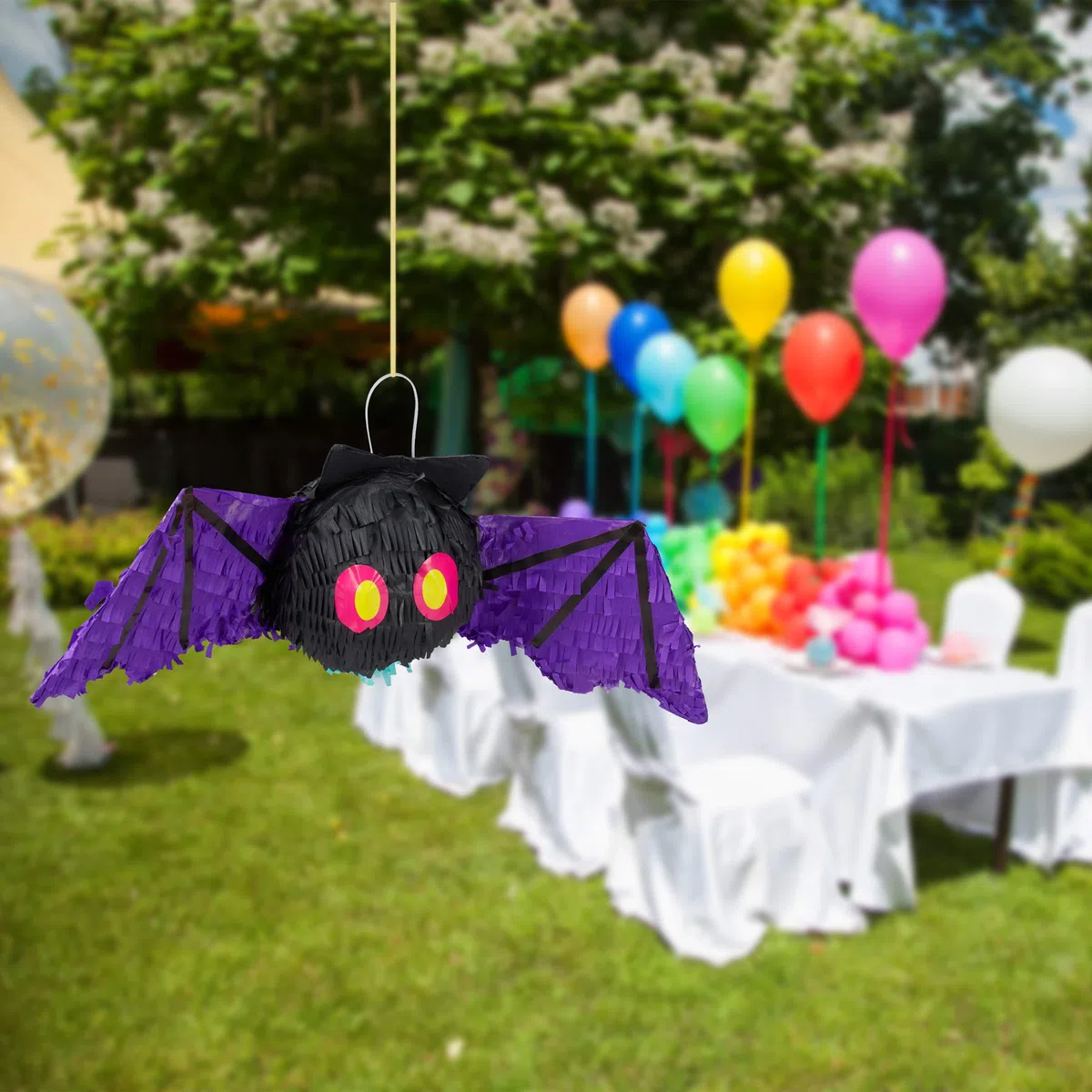 Relaxdays Pignatta a Forma di Pipistrello, da Appendere, Bambini e Adulti, da Riempire, per Halloween & Compleanni, nera