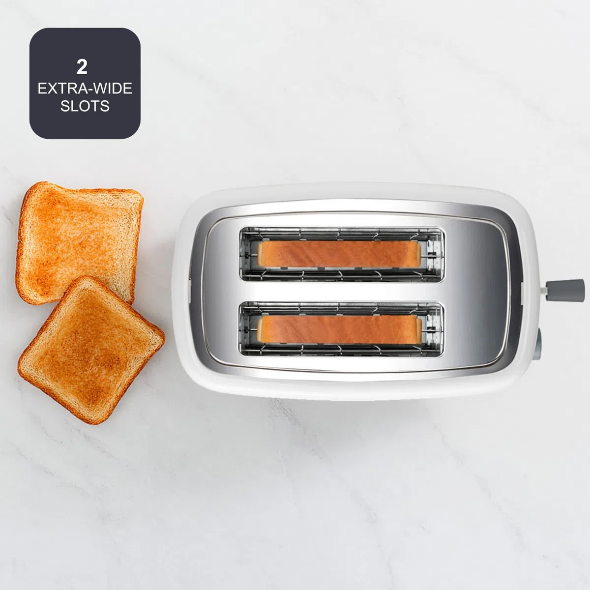BLACK+DECKER BXTOA820E - Tostapane 820W | 2 Fessure | 3 Funzioni | 7 Livelli di Doratura | 2 Pinze per Tutti i Tipi di Pane | Funzione Stop | Vassoio Raccoglibriciole | Bianco