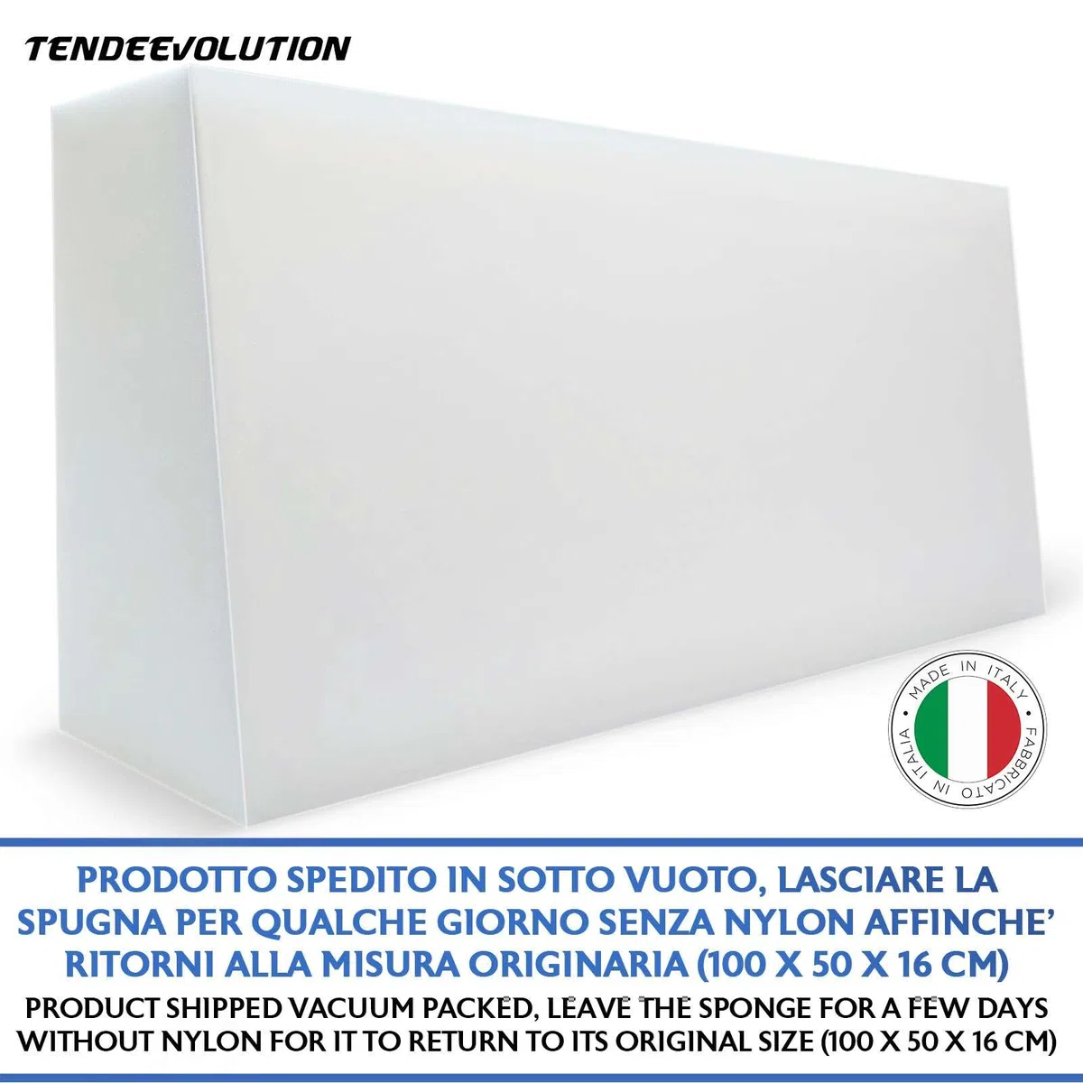 TENDEEVOLUTION Cuscino Schienale Divano Sagomato in Gommapiuma 100x50x16 cm, Densità 18. Spalliera Divano o Cuscino Schienale Letto a Ponte, Poltrone, Gommapiuma per Divani