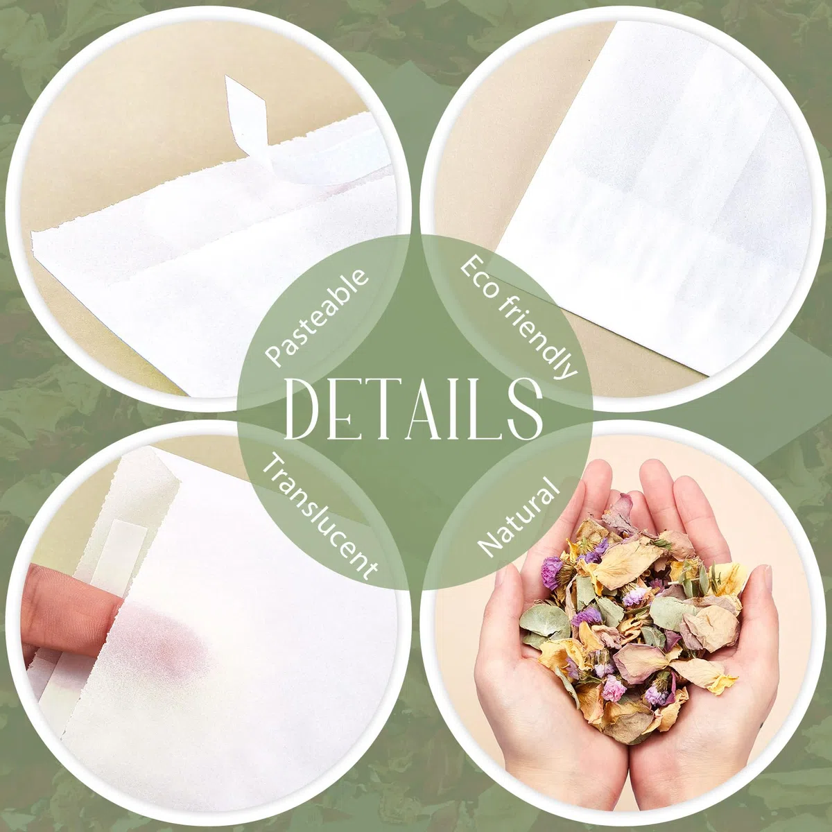 Tenare 50 Set di Sacchetti di Coriandoli di Fiori Secchi Kit per 45-50 Ospiti Include Petali Secchi Naturali di Rose Sacchetti di Carta Glassine Adesivi per Festa Anniversario Matrimonio (Carino)