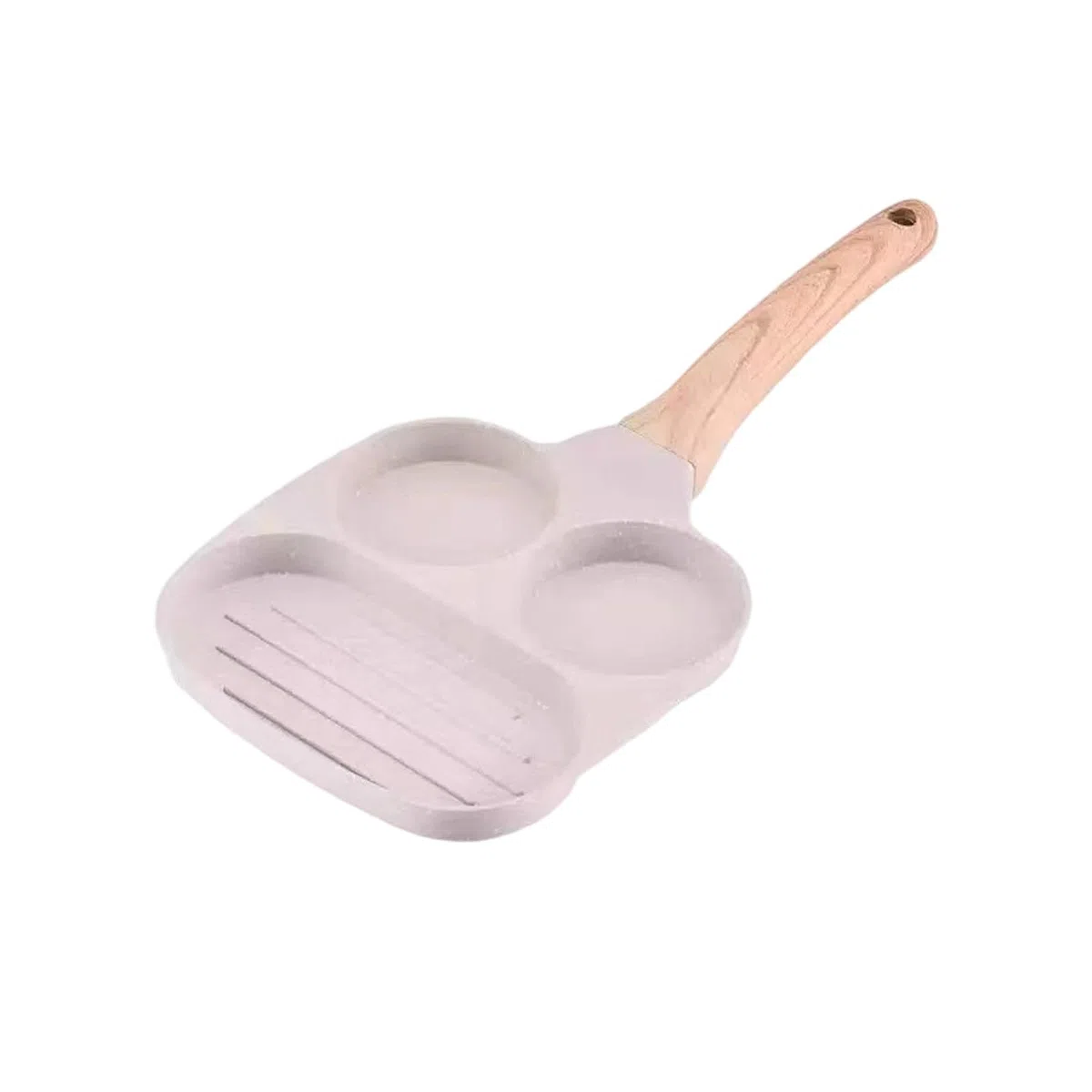 Padella antiaderente per uova da colazione a 3 sezioni, per pasti veloci al mattino, con manico ergonomico resistente al calore