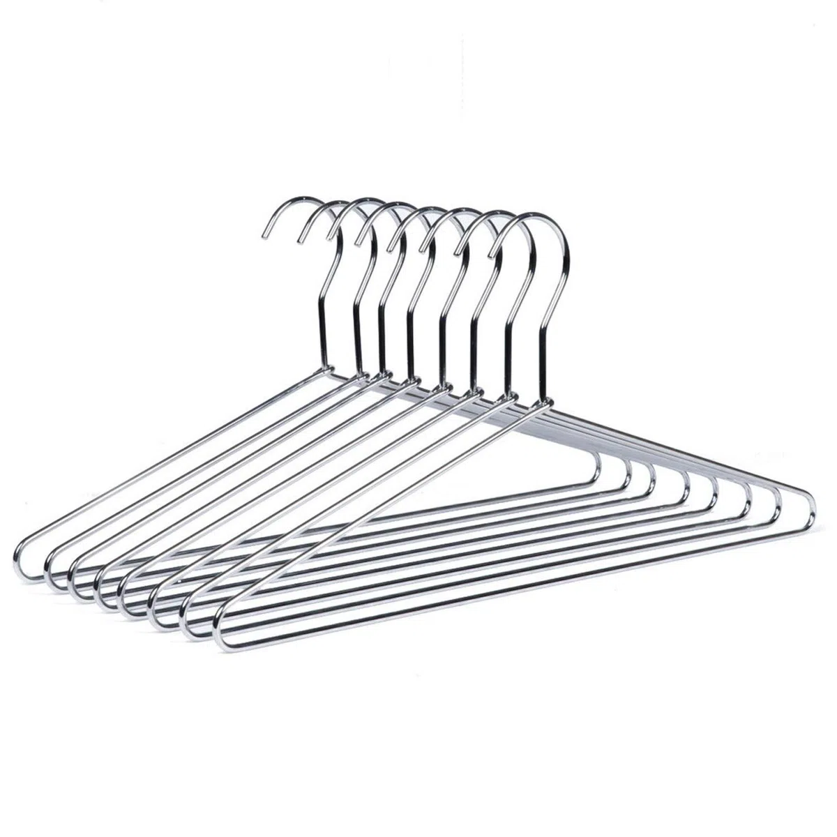 Amber Home 10 Pezzi 43cm di Grucce Appendiabiti in Ferro Metallico Cromo per Completo, Magliette, Camicie, Giacche, Abiti, Vestito, Scanalature Antiscivolo, Forte e Resistente