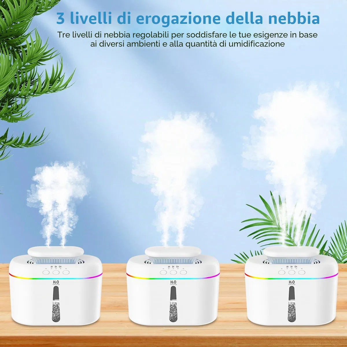 Umidificatore Ambiente 2L umidificatore ambiente bambini Umidificatore Ultrasuoni a Nebbia Fredda,Silenzioso 28 dB, richiede un collegamento alla rete elettrica per il funzionamento.