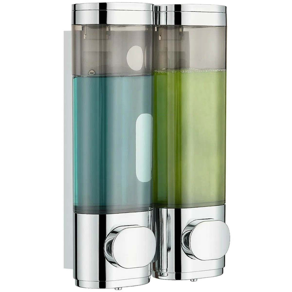 modunful Dispenser doccia a 2 camere, senza trapano, dispenser per shampoo per doccia, montaggio a parete, shampoo, balsamo, bagnoschiuma, per bagno, cromato, 2 camere