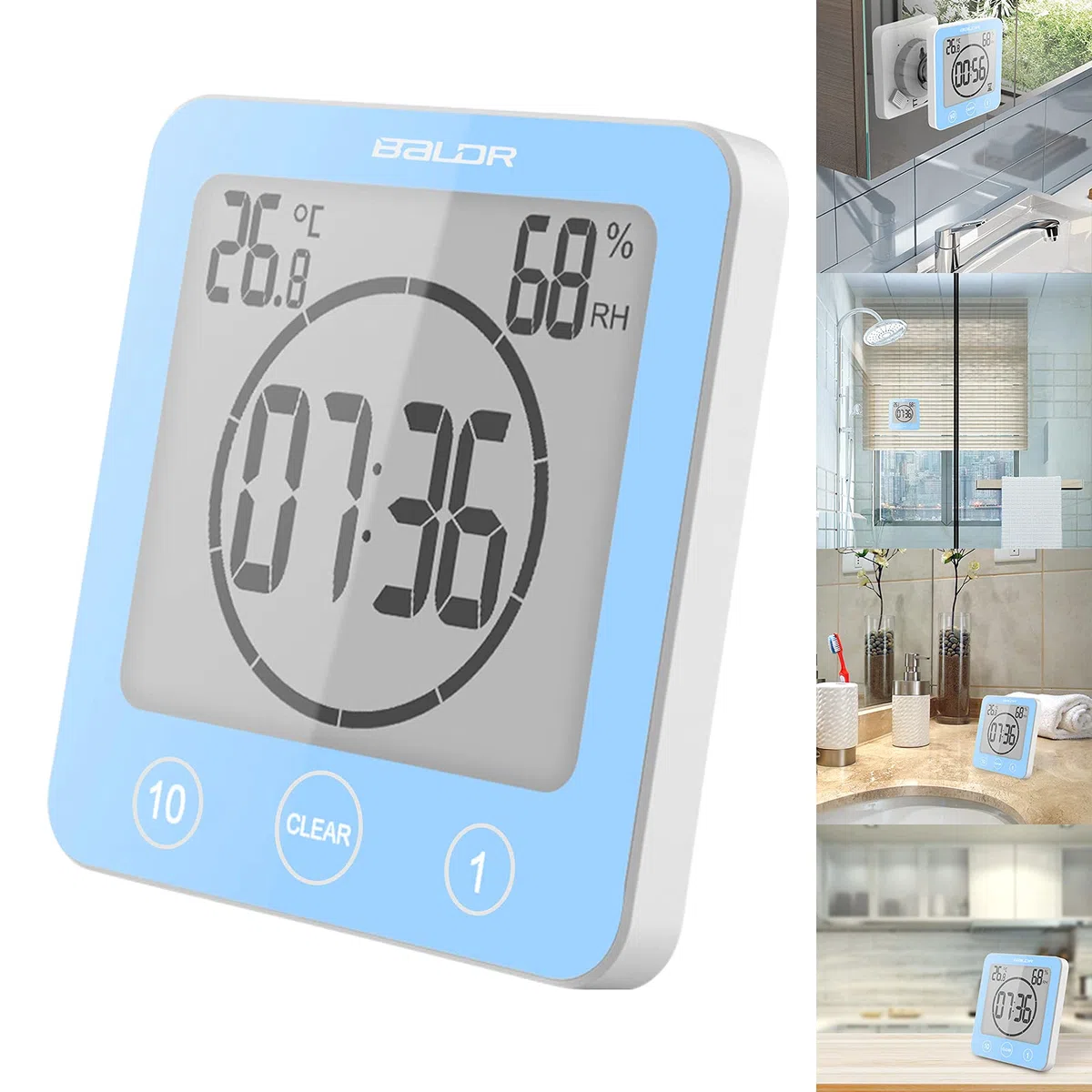 Orologio da Bagno Orologio digitale da Bagno LCD sveglia doccia digitale impermeabile controllo Touch ℃/℉ temperatura umidità alimentato batteria per doccia cucina