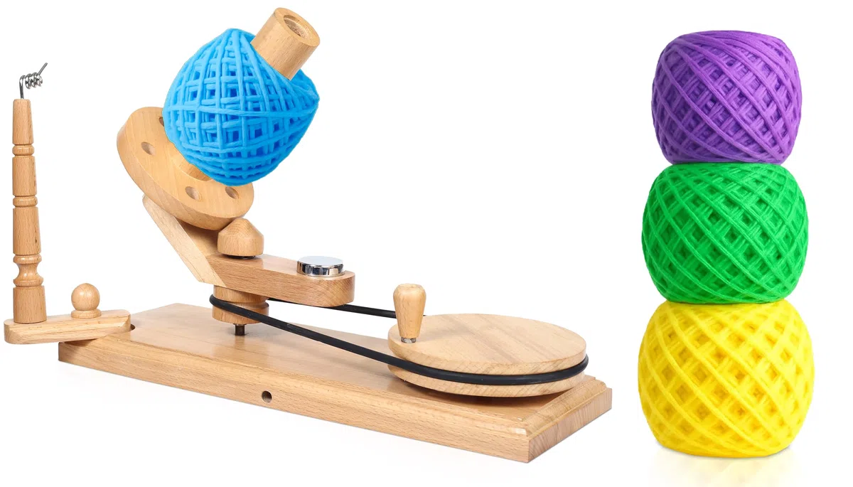 Avvolgitore a sfera in filato di legno azionato a mano e supporto per cordino per avvolgitore veloce in lana Swift Accessori per maglieria e uncinetto (Avvolgitore a sfera)