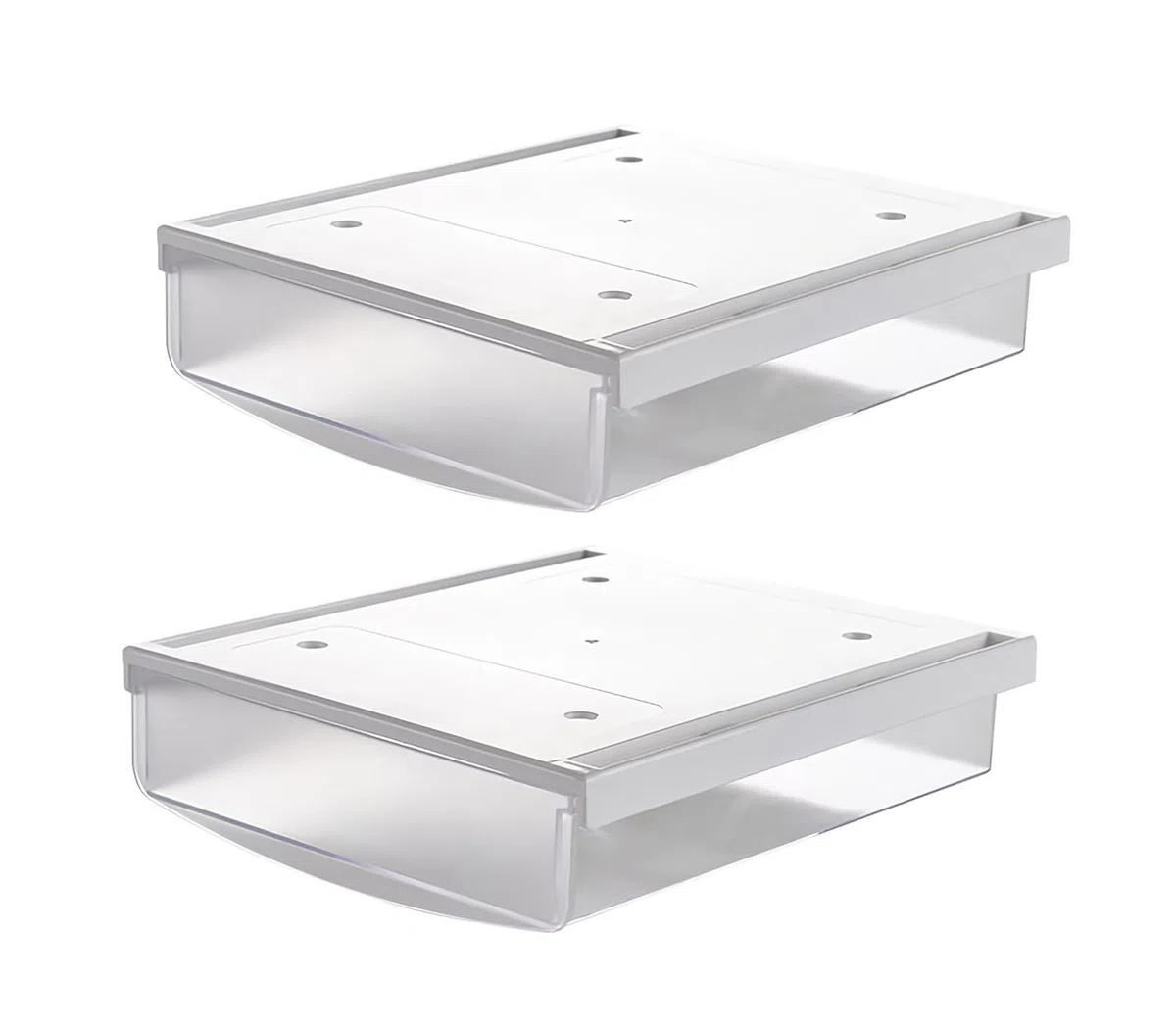 TUKA-i-AKUT 2X 1,7L Cassetti Sotto Scrivania, 21x18x5,4cmcm Autoadesivo Nascosta Cassetto Sottostruttura per Scrivania/Mobile/Libreria/Mobile da Cucina ecc. 2 Unità Glassato Traslucido TKD8608