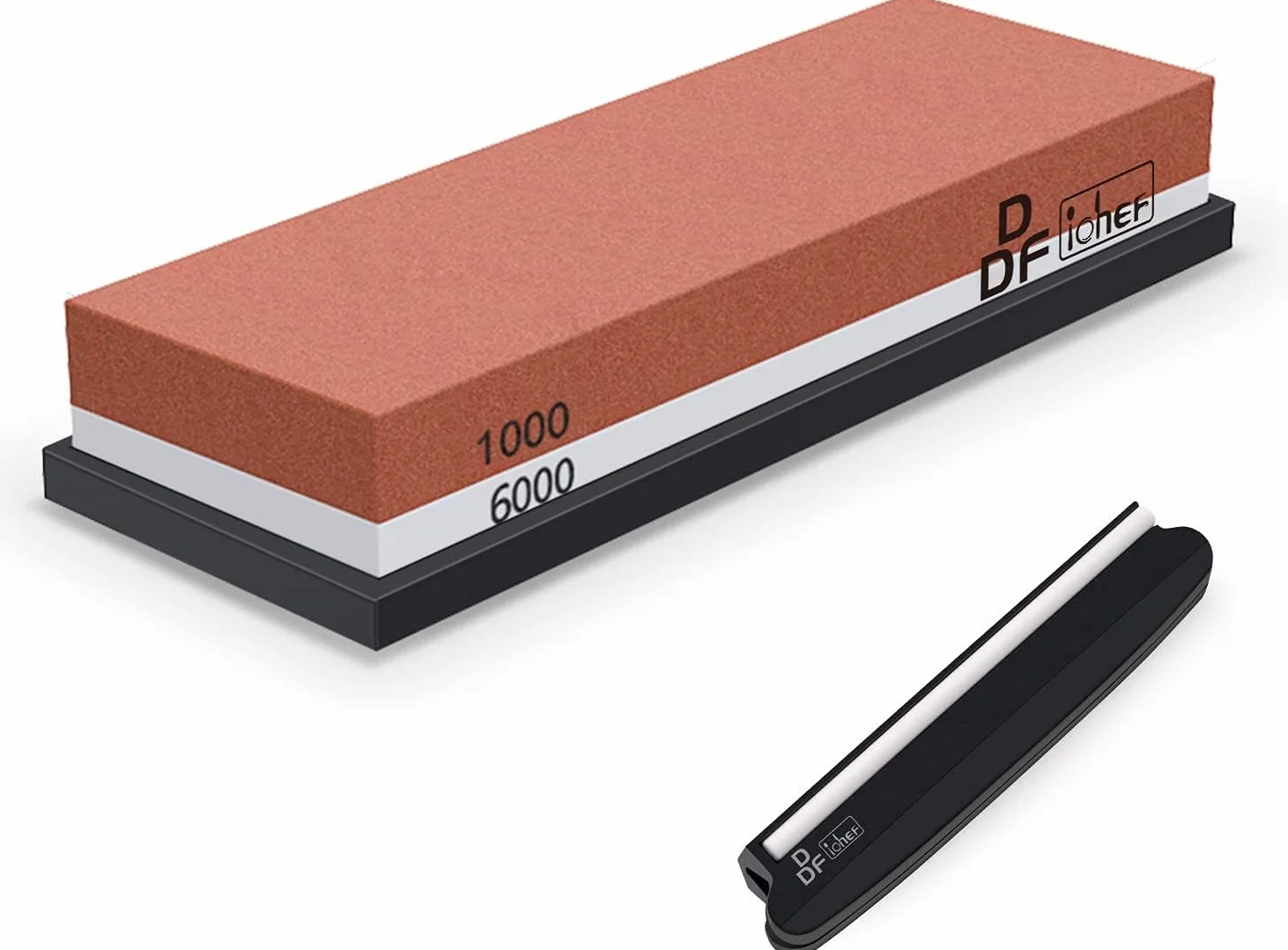 DDF IohEF Pietra per Affilare [Ultimo Stile] Grana 1000/6000, Pietra Affilacoltelli Professionale 2-In-1 Double-Sided Affila Coltelli con Base in Silicone Antiscivolo e Guida all'Angolo