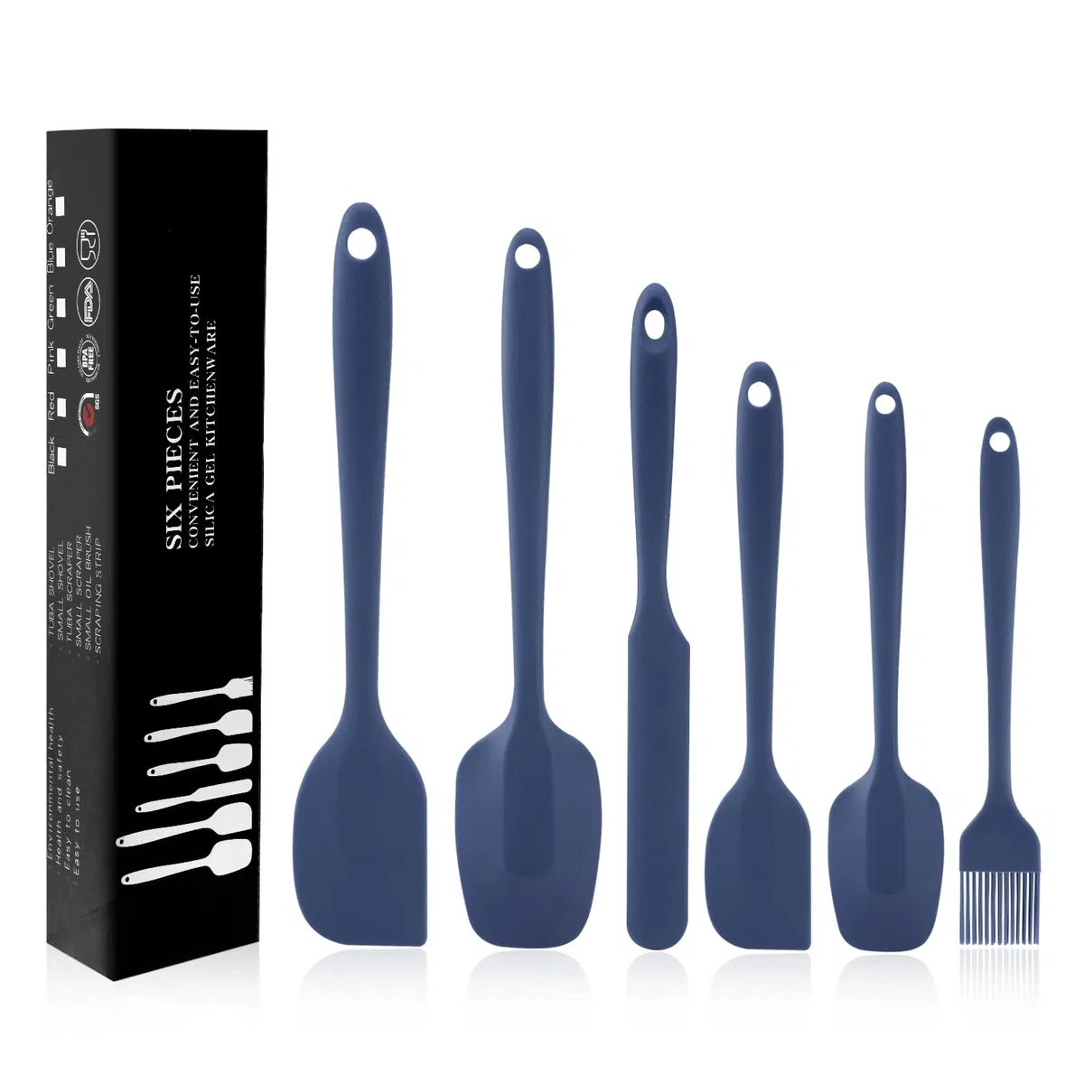 6 Pezzi Spatole in Silicone, Spatole per Dolci, Cucina in Silicone Spatola da Resistente al Calore fino a 230 ºC Antiaderent Set per Cuocere e Cucinare, Blu