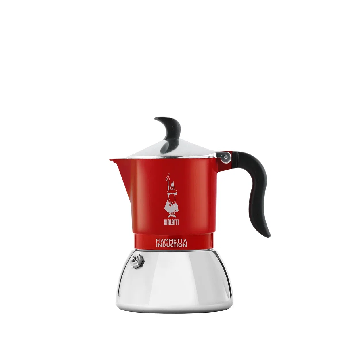 Bialetti Caffettiera Fiammetta Induction, 2 Tazze (100 ml), Adatta a Tutti i Piani Cottura, Design Elegante, Rosso