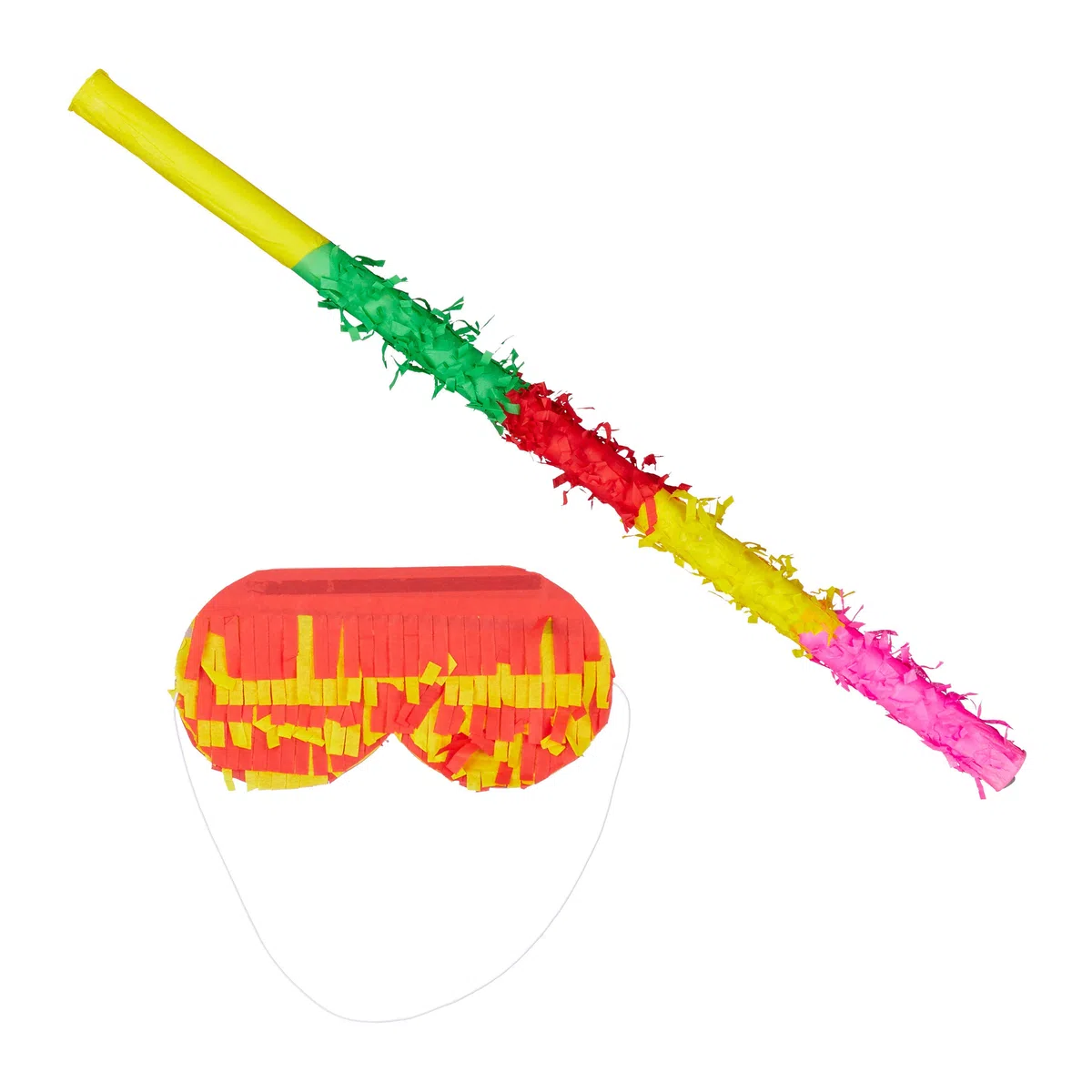 Relaxdays Set di Accessori per Pignatta, Asta e Maschera, Divertimento Bambini & Adulti, Carta, L 50 cm, Multicolore