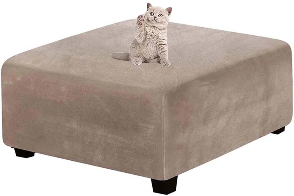 Velluto Copri Pouf Quadrato Elasticizzato Copri Poggiapiedi Quadrato Pieghevole Copertura Dell'Ottomano con Fondo Elastico Sofa Protettore per Soggiorno (Color : A5, Size : 85x85cm/34x34in)
