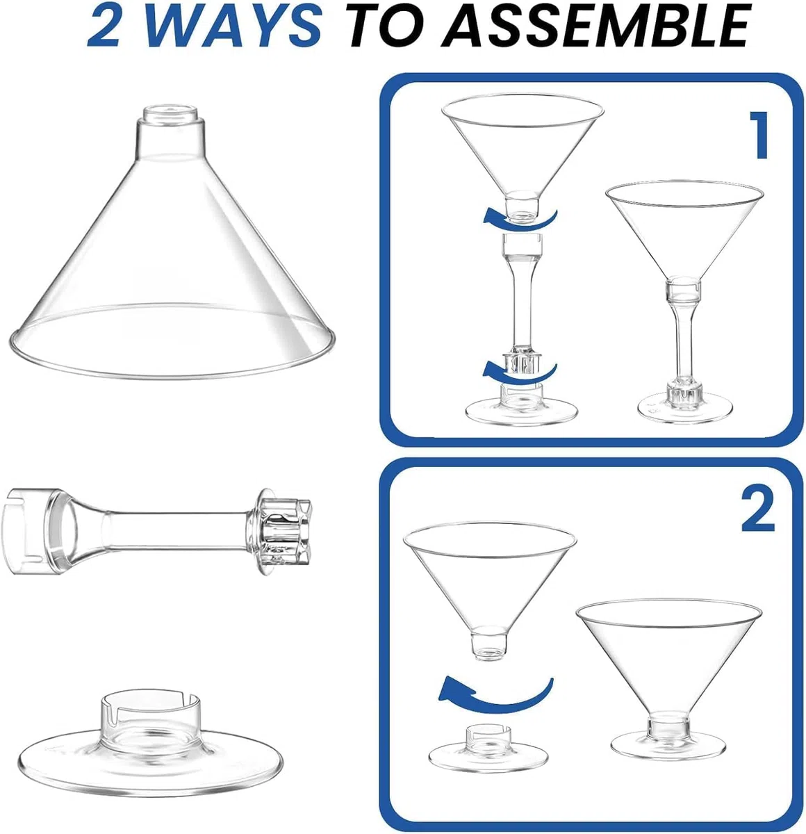 Confezione da 40 bicchieri da Martini in plastica riutilizzabili da 141,7 g, bicchieri da cocktail alti, mini bicchieri da Martini, bicchieri da margarita in plastica, perfetti per feste di Capodanno