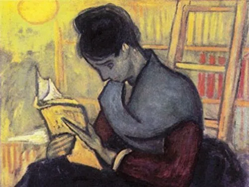 1art1 Vincent Van Gogh Poster Stampa Artistica su Tela La Lettrice di Romanzi, 1888 Quadro da Parete sulla Barella | Murale XXL | Immagine 80x60 cm