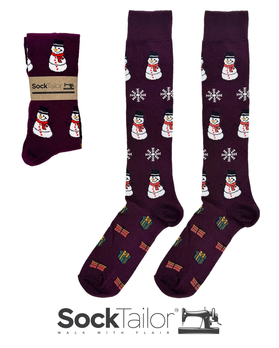 Calze Natalizie Uomo Lunghe in Caldo Cotone, Calzini Natale Eleganti Fantasia Invernale, Idea Regalo Originale Tre Quarti