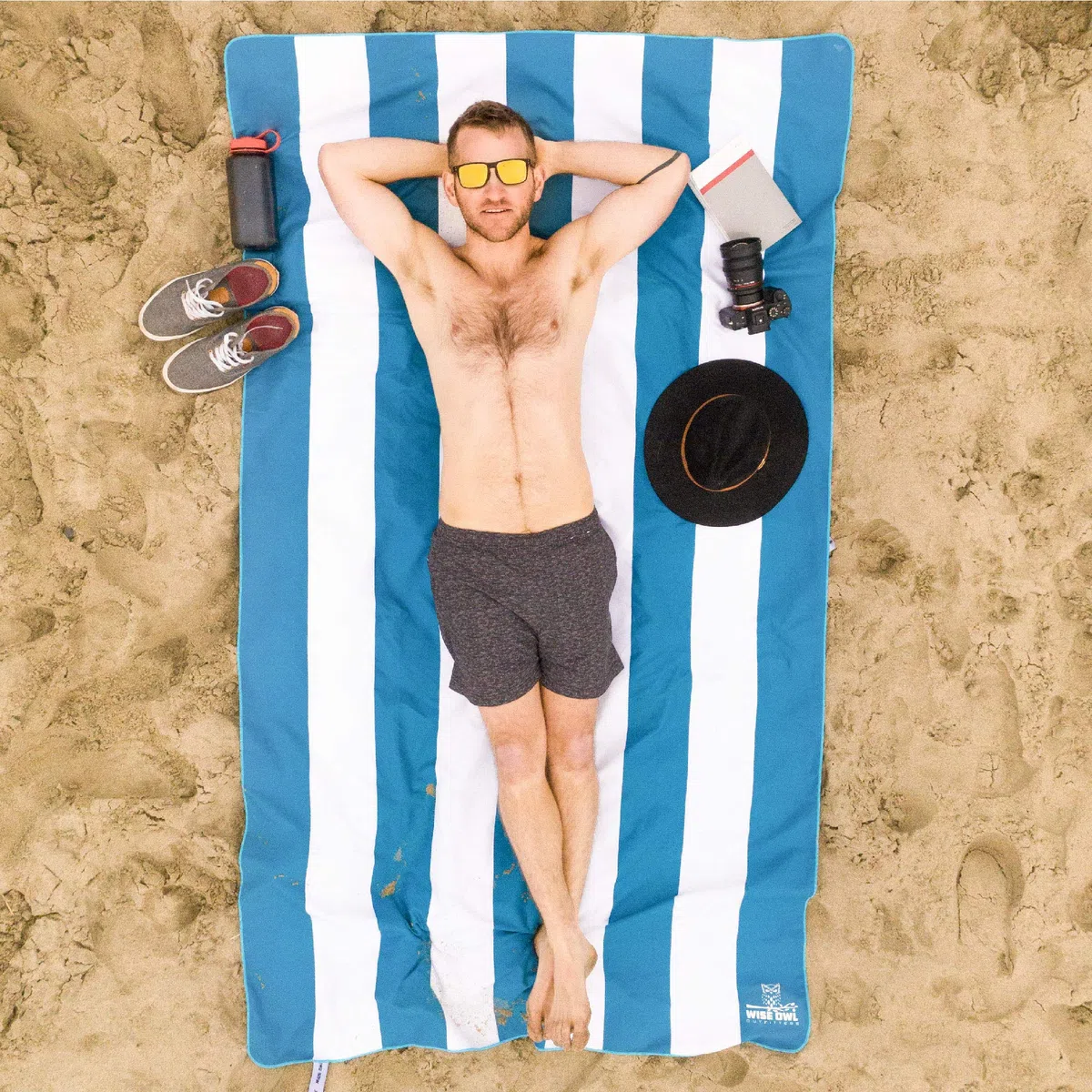 Wise Owl Outfitters Asciugamano da Spiaggia in Microfibra a Forma di Gufo Saggio – Extra Large ad Asciugatura Rapida Asciugamano da Spiaggia e da Nuoto – 1,8 x 1,2 m (7ft x 4ft) Lyndee