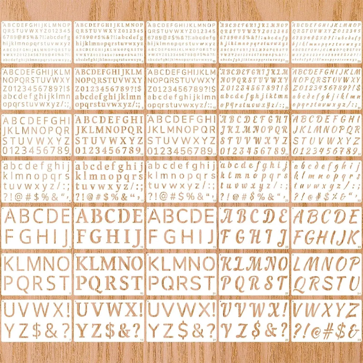 35 Pezzi Piccoli Numeri e Lettere Stencil in Plastica per Progetti Fai da Te, Stencil Lettere, Stencil Lettere (9,8 x 5,9 pollici)