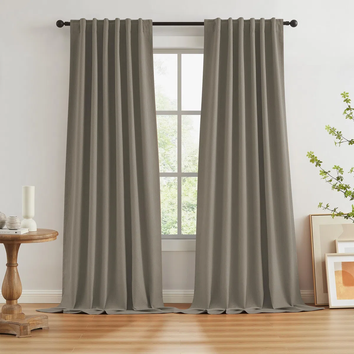 KEQIAOSUOCAI Tende oscuranti extra lunghe 340 cm di lunghezza 3,4 m per soffitto alto soggiorno con passante posteriore con passante per asta con gancio per cintura effetto pieghettato spesso