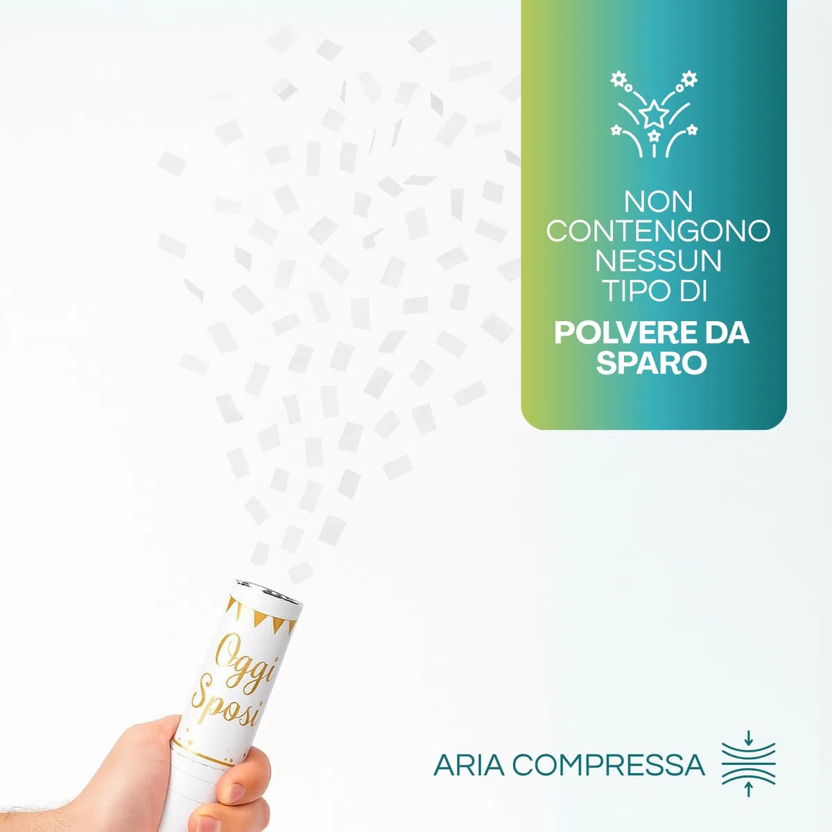 VIRSUS 6 sparacoriandoli Bianco spara coriandoli Bianco 60cm Cannone sparacoriandoli con coriandolo di carta biodegradabile 9413