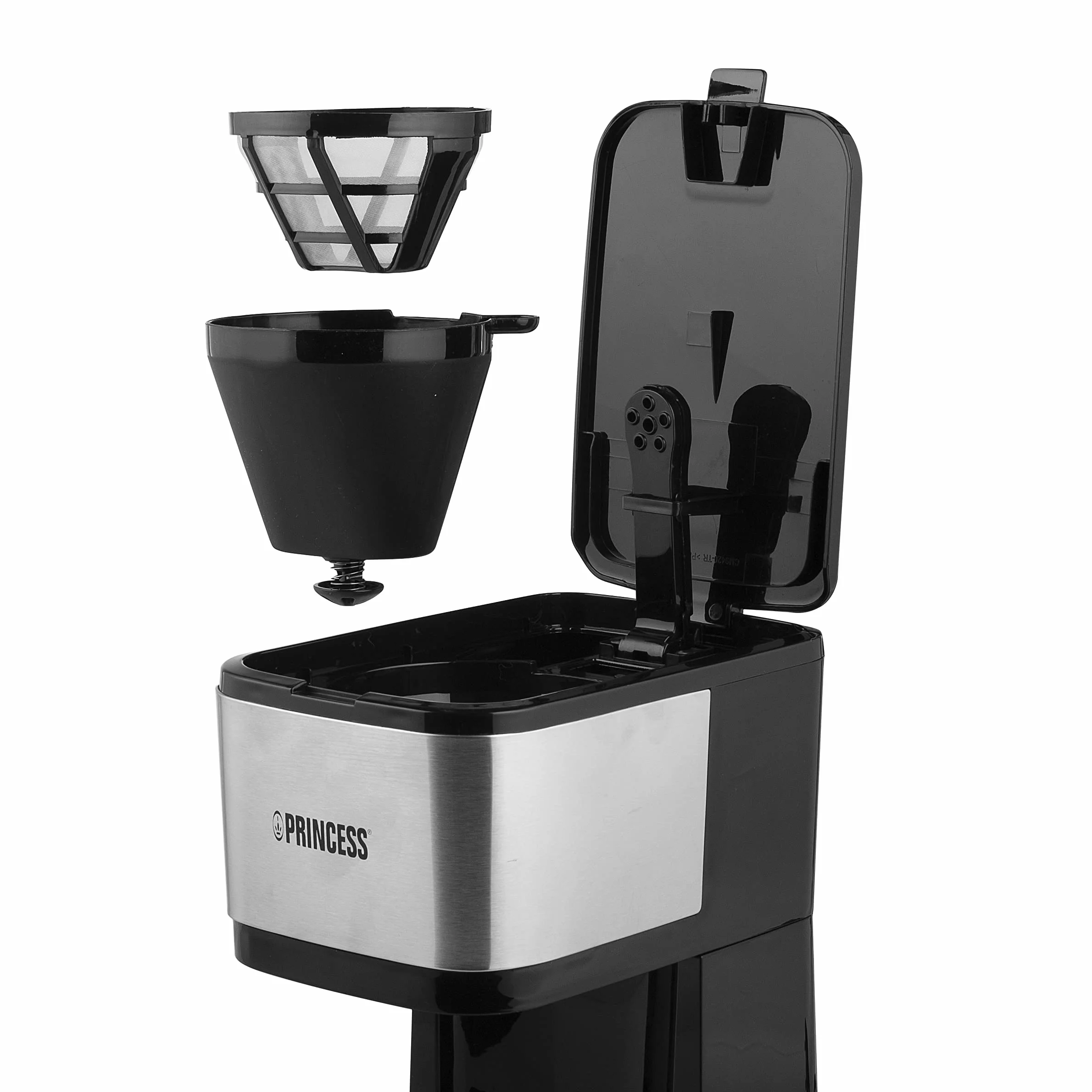 Princess - Macchina da caffè con filtro permanente e caraffa in vetro per 8 tazze