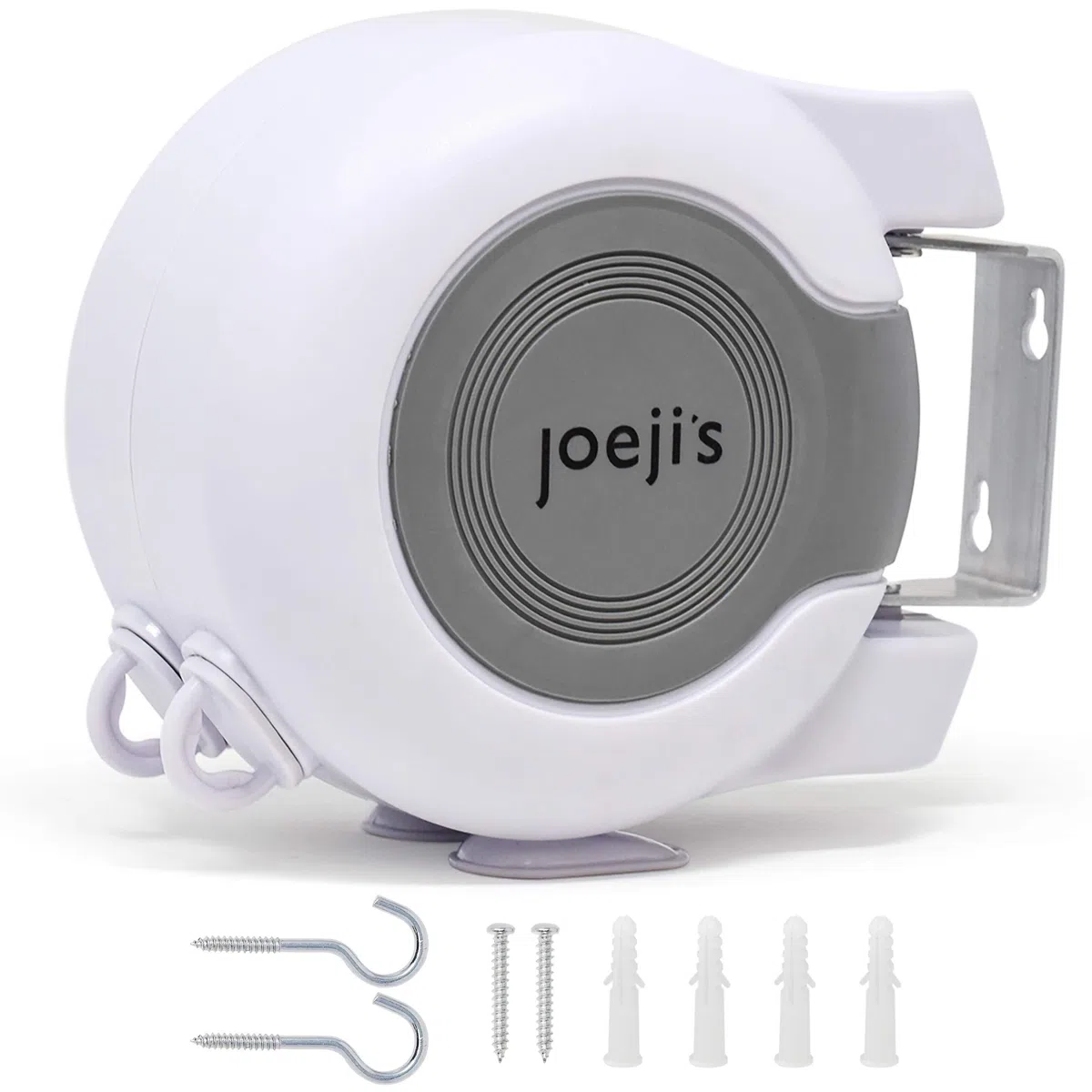 Joeji's Kitchen Stendibiancheria retrattile, 2 x 15 metri, resistente, per esterni, corda da biancheria, con viti, ganci e istruzioni, stendibiancheria per esterni