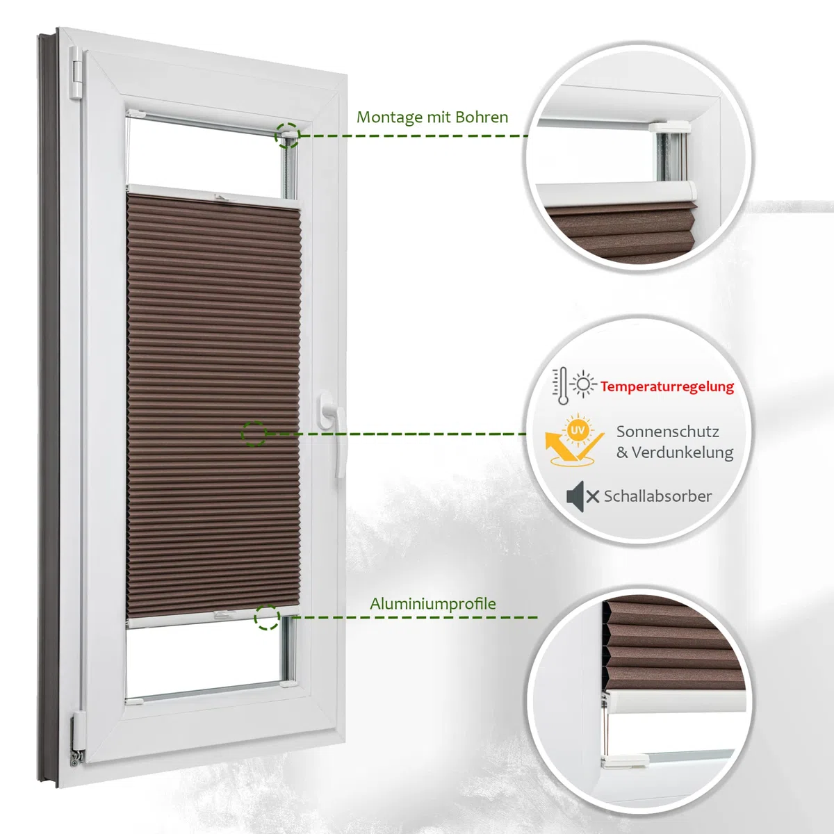 Doppia Plissettata Tenda a Nido d'Ape con Foratura Oscurante Termica Tenda Plissettata Personalizzabile Altezza 50-149 cm