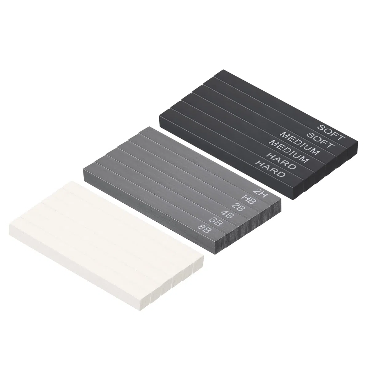 PATIKIL Bastoncini Carbone Compresso Set 3 Tipo Arte Forniture Schizzo Quadrato Bastoncino per Artista Disegno Schizzo Ombreggiatura Pittura Nero Bianco