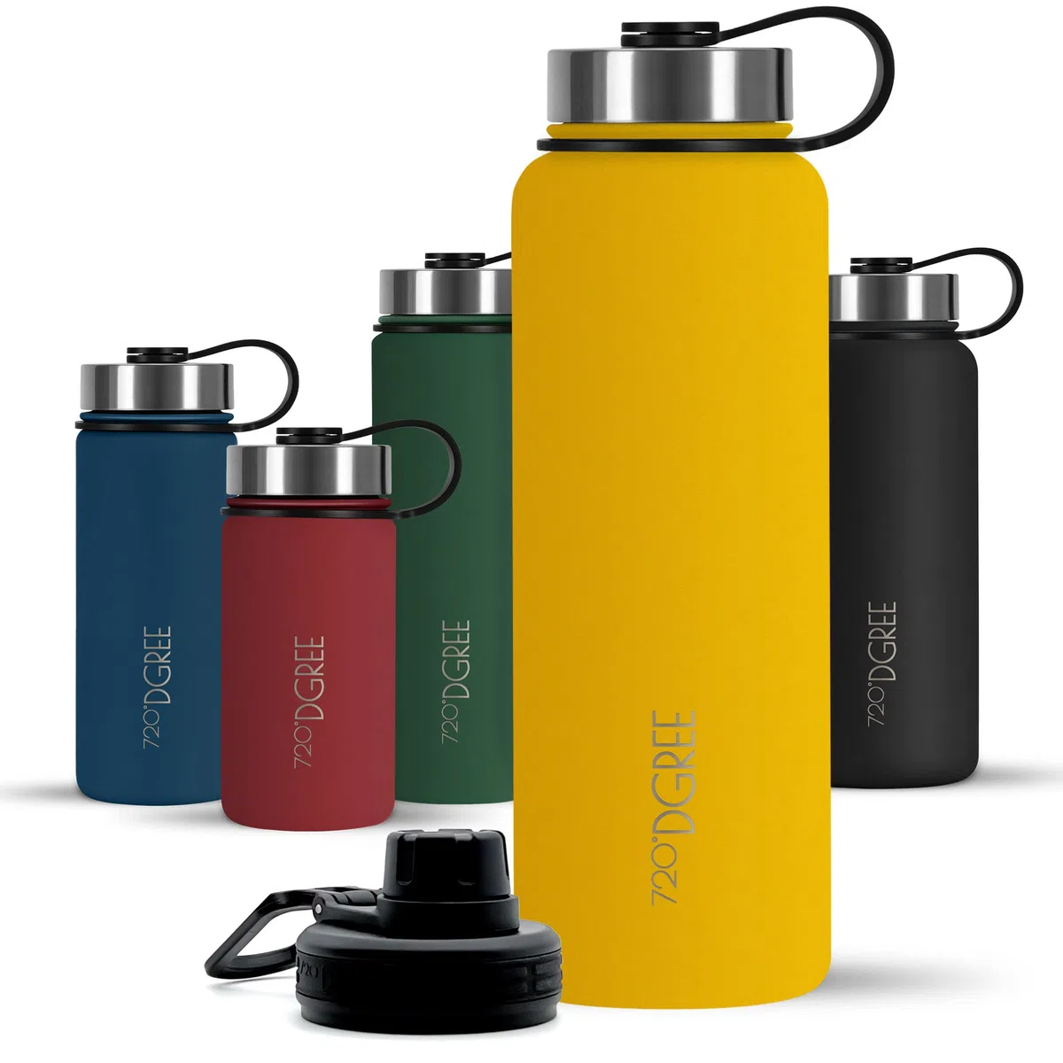 720°DGREE Borraccia Termica “noLimit“ 410ml, 530ml, 710ml, 950ml, 1200ml - Senza-BPA, Acciaio Inox, Doppia parete, Prova Perdite anche per Acido Carbonico - Borraccia Termos +Tappo Sportivo Gratuito