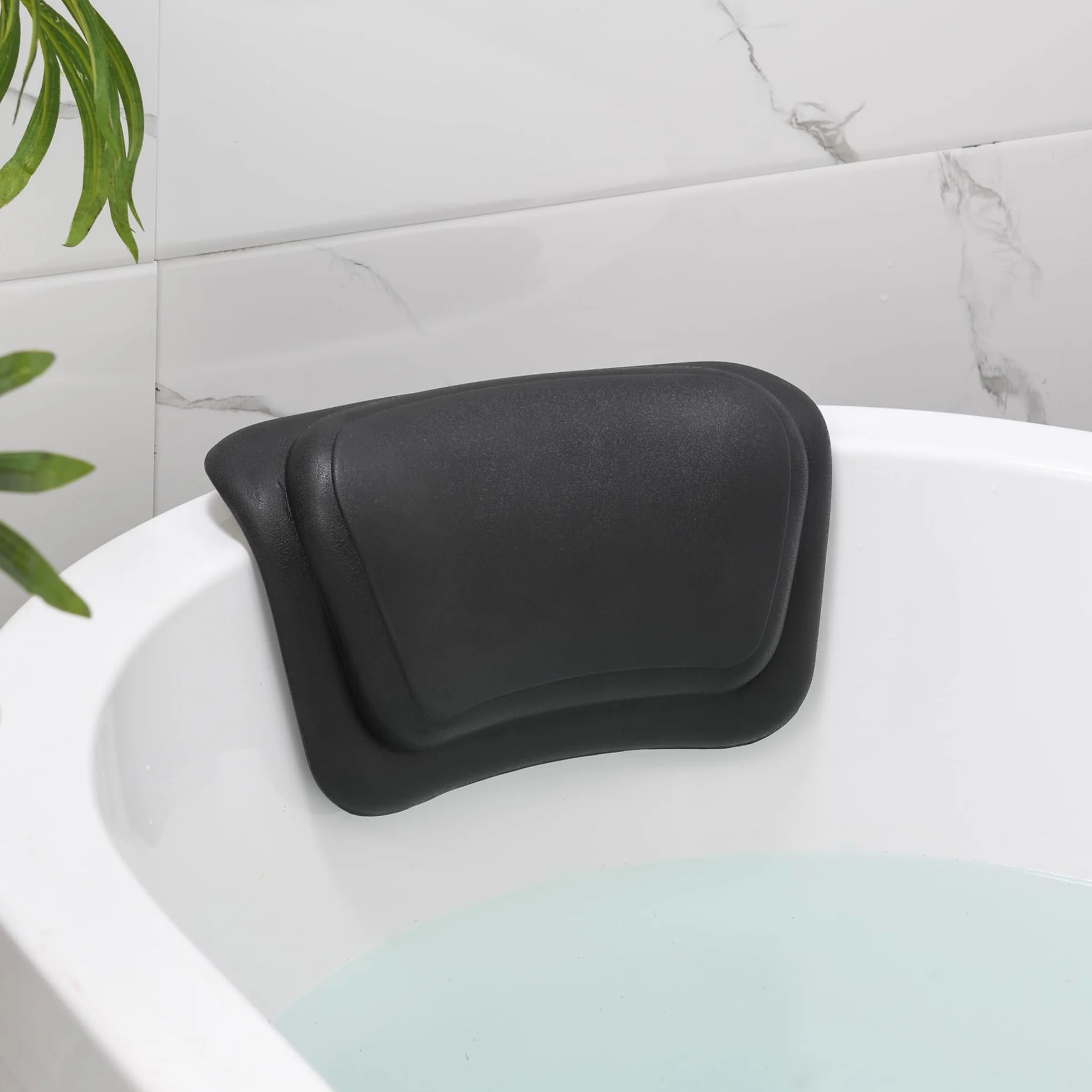 Cuscino da Bagno, Impermeabile, con Ventose Antiscivolo, Cuscino Vasca Impermeabile, Ergonomico, per Vasca da Bagno, Spa - Nero