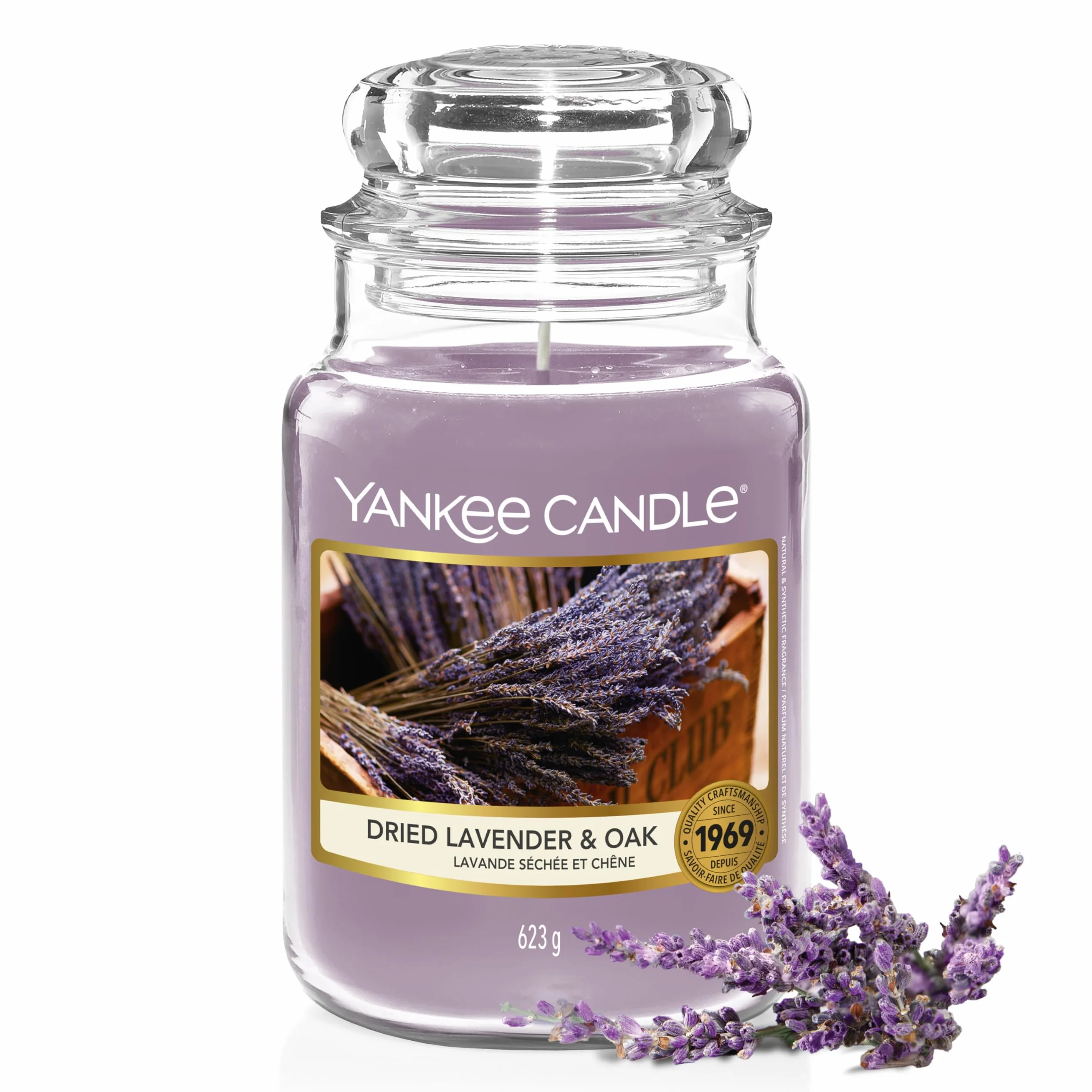 Yankee Candle Scented Candle | Candela in giara grande della Lavanda Essiccata e Quercia | Candele a lunga combustione: fino a 150 ore | Regali perfetti per le donne