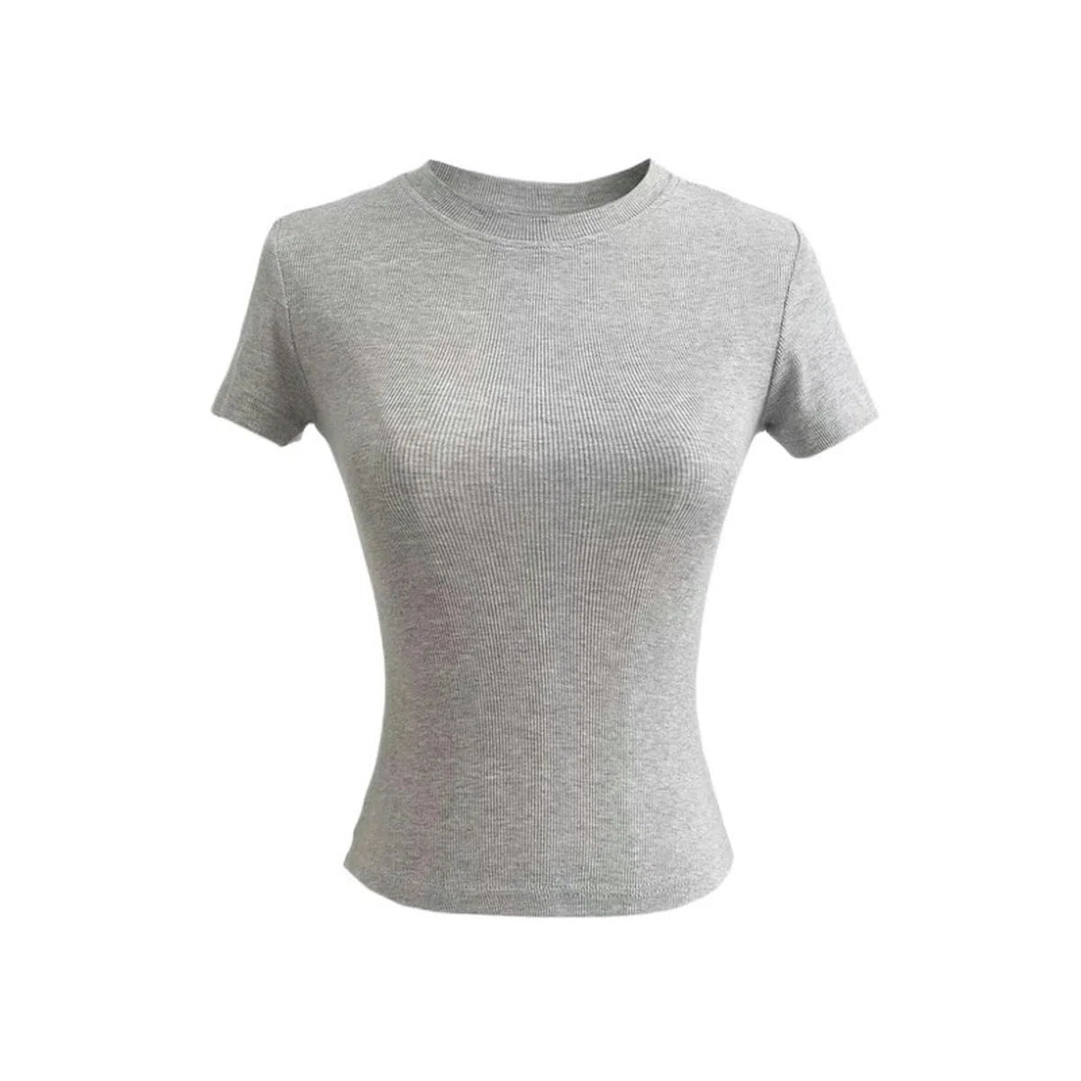 T-Shirt a Maniche Corte Attillata con Scollo Tondo Europeo e Americano da Donna, Top Corto Esterno Elasticizzato Versatile di Base