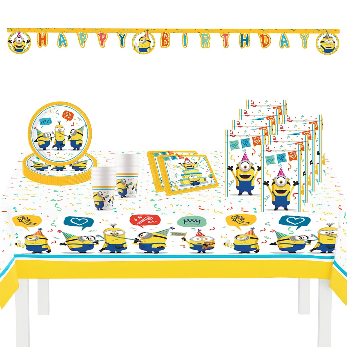 Procos 10215308DY - Set Party Minions The Rise of Gru, Set di stoviglie monouso da 46 Pezzi per Feste di Compleanno e Feste a Tema per Bambini, Decorazione della tavola