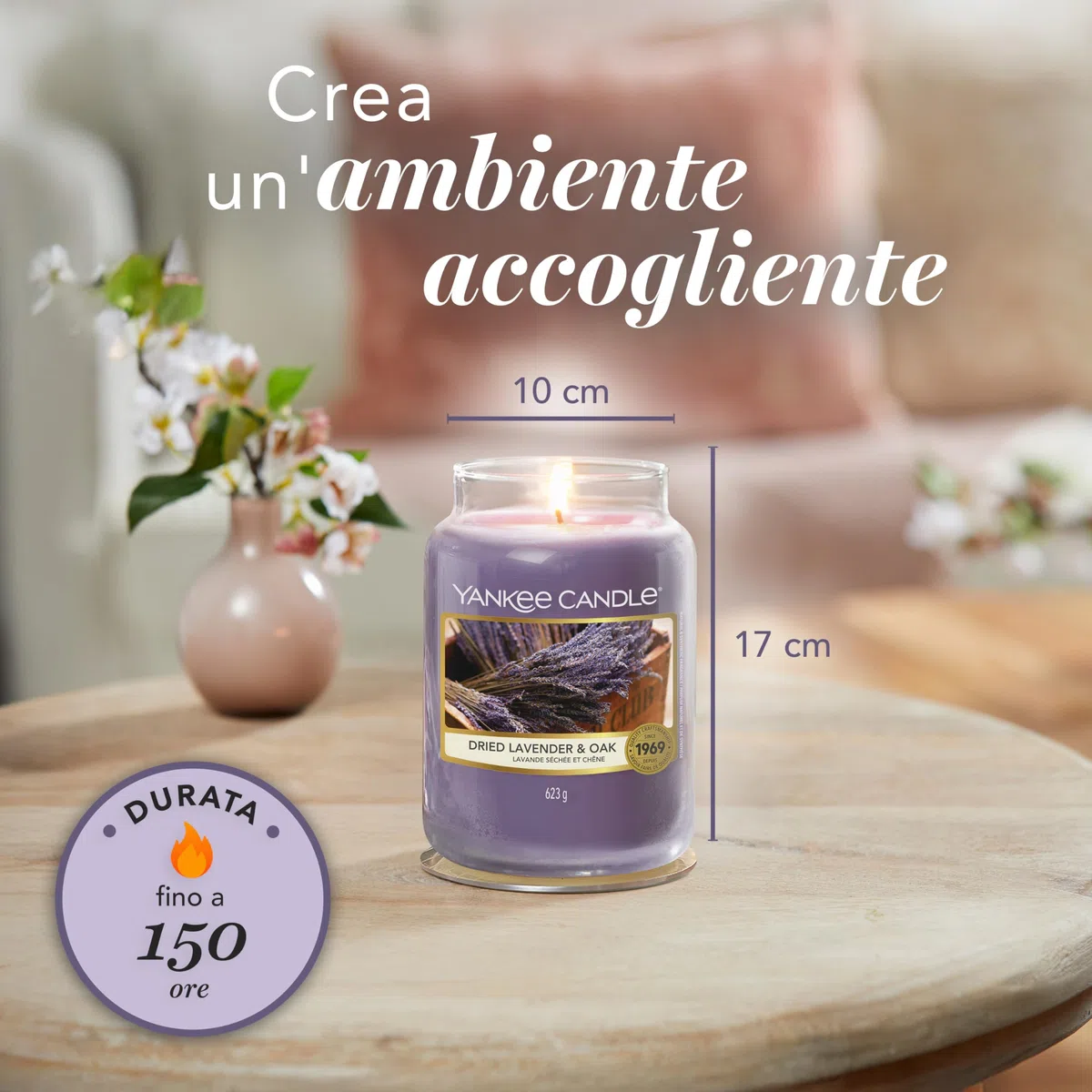 Yankee Candle Scented Candle | Candela in giara grande della Lavanda Essiccata e Quercia | Candele a lunga combustione: fino a 150 ore | Regali perfetti per le donne