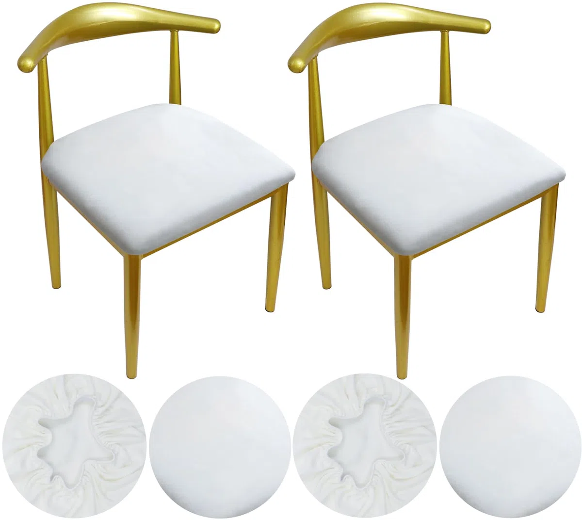 Coprisedia Rotondo Elasticizzati Coprisgabello Velluto Copriseduta Sgabello 36-50cm Coprisgabello Elastico,Tessuto di Lusso, Elastico Antirughe Lavabile e Antipolvere (4, Bianco)