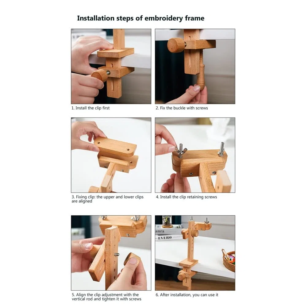 Legno Bastone Telaio 360 Gradi Rotazione Regolabile Desktop Stack Croce Punto , Telaio Croce Punto, Supporto Stick