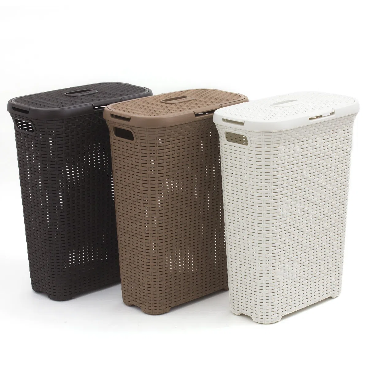 Curver 193009 - Cesta per Biancheria in Finto Rattan, 40 Litri, in Polipropilene, 44,7 x 26,5 x 61,5 cm